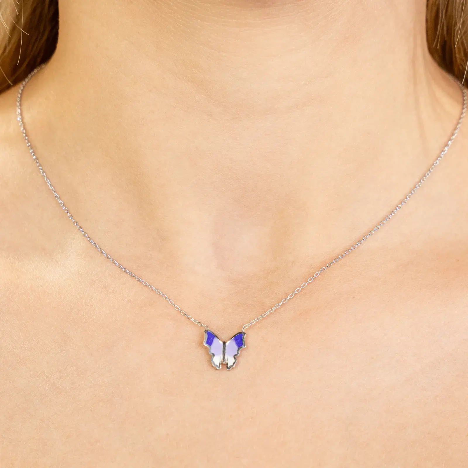 Enamel Butterfly Pendant Necklace — 4