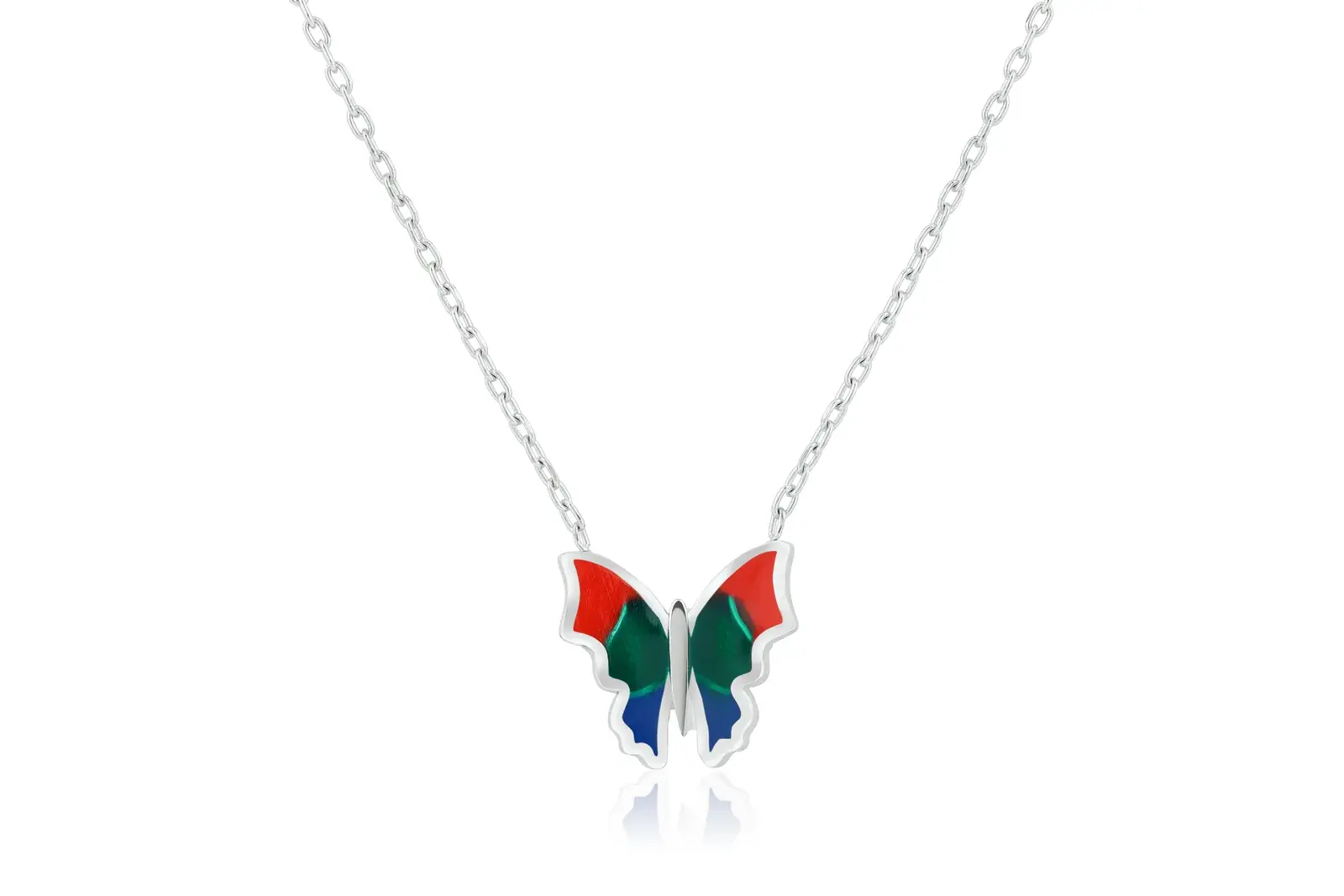 Enamel Butterfly Pendant Necklace — 3