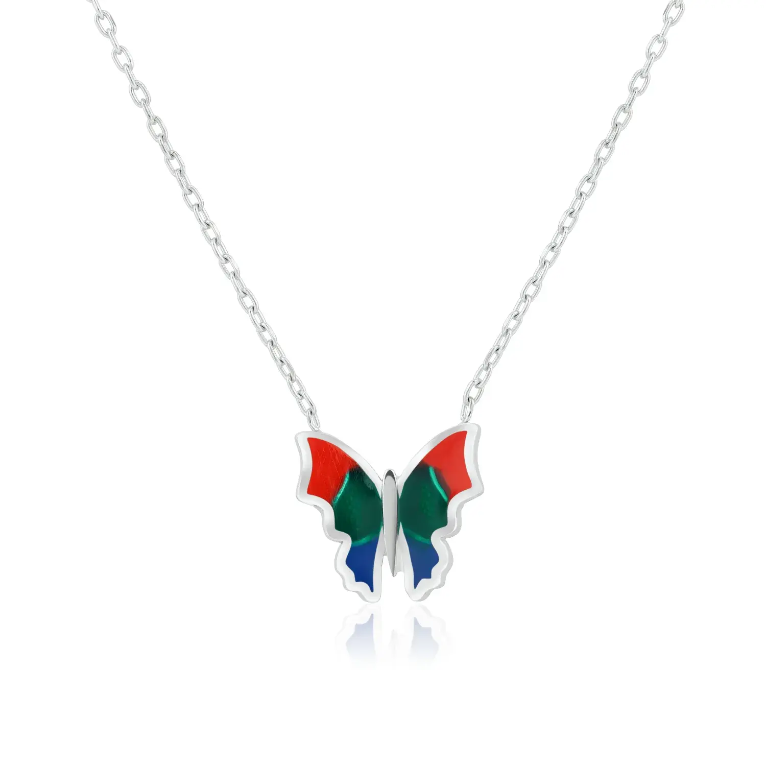 Enamel Butterfly Pendant Necklace