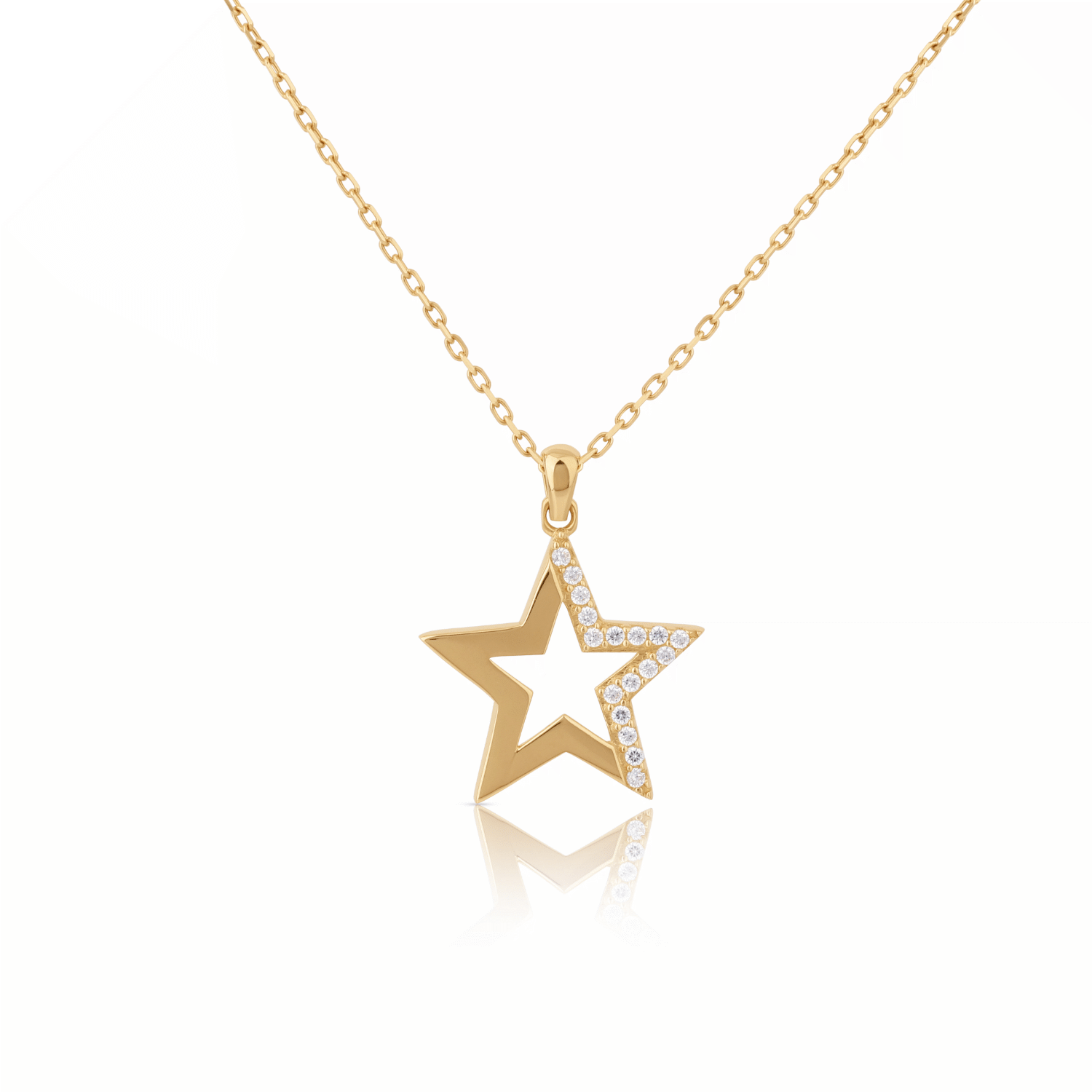 Pavé Star Outline Pendant Necklace