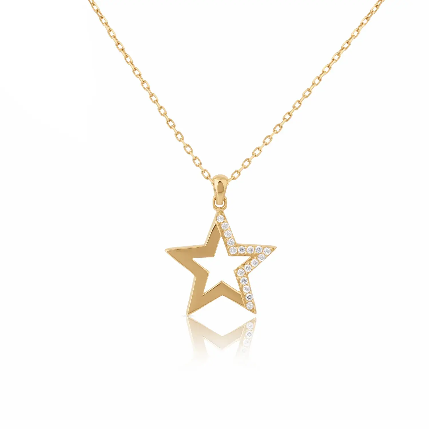 Pavé Star Outline Pendant Necklace