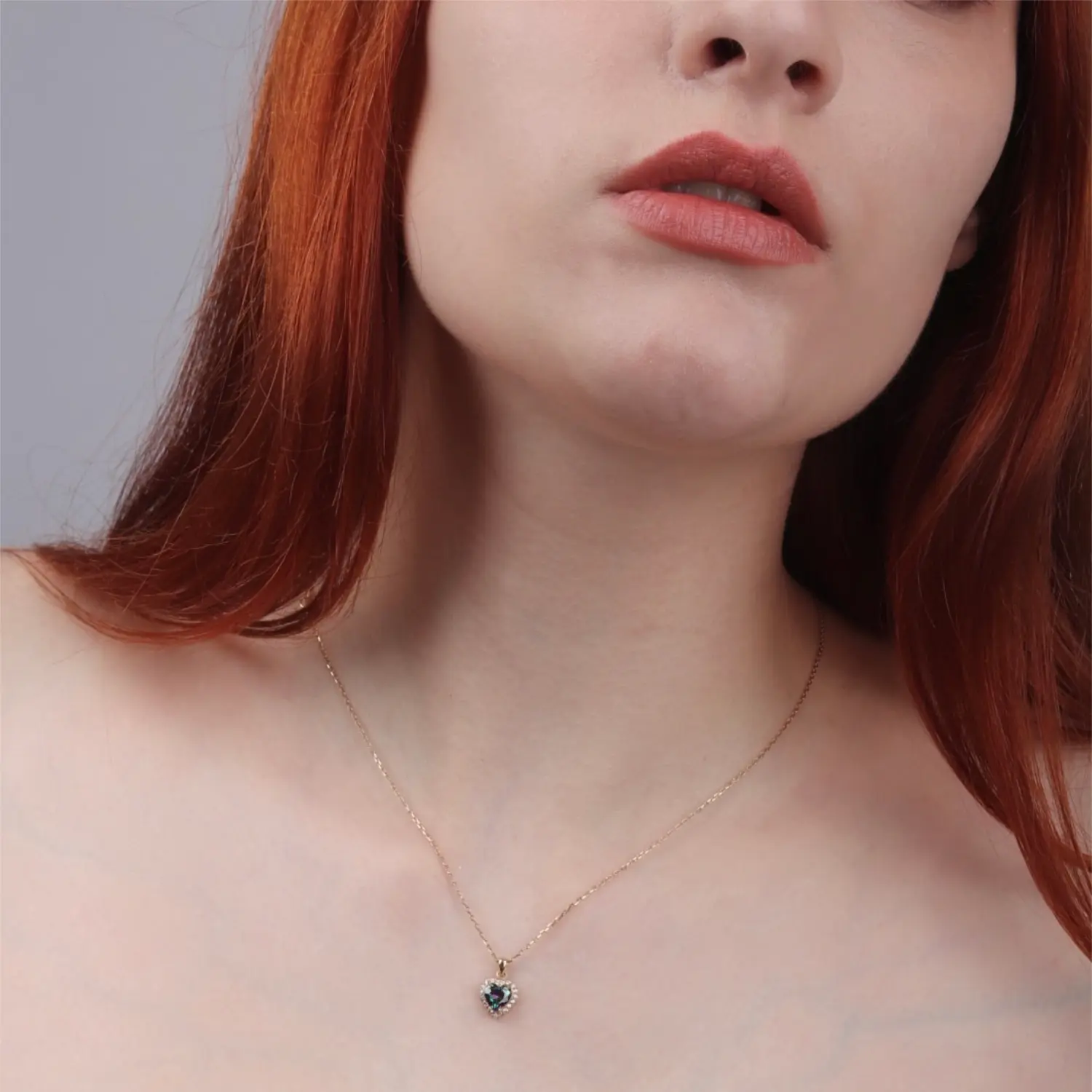 Heart Mystic Topaz Halo Pendant Necklace — 4