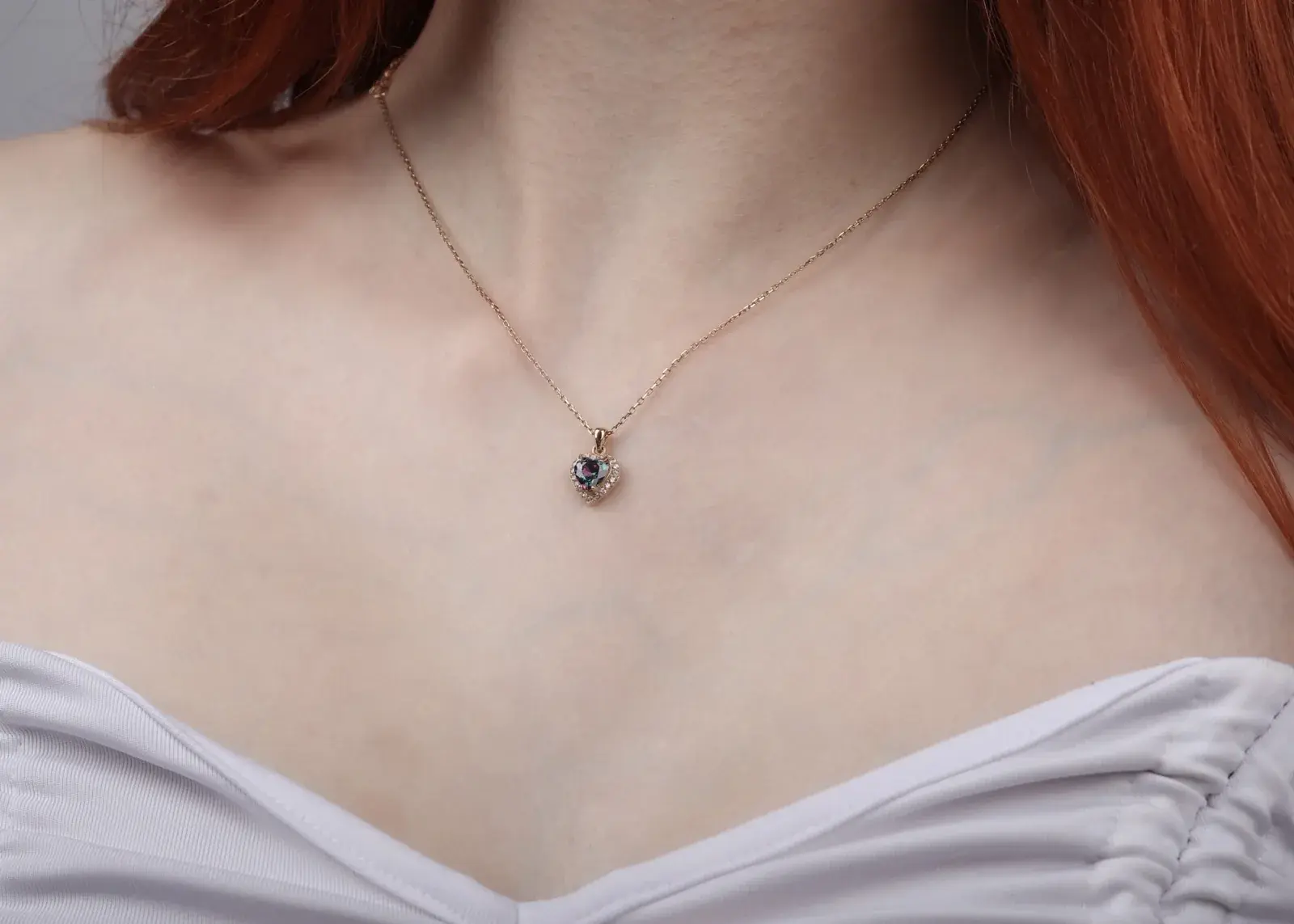 Heart Mystic Topaz Halo Pendant Necklace — 6