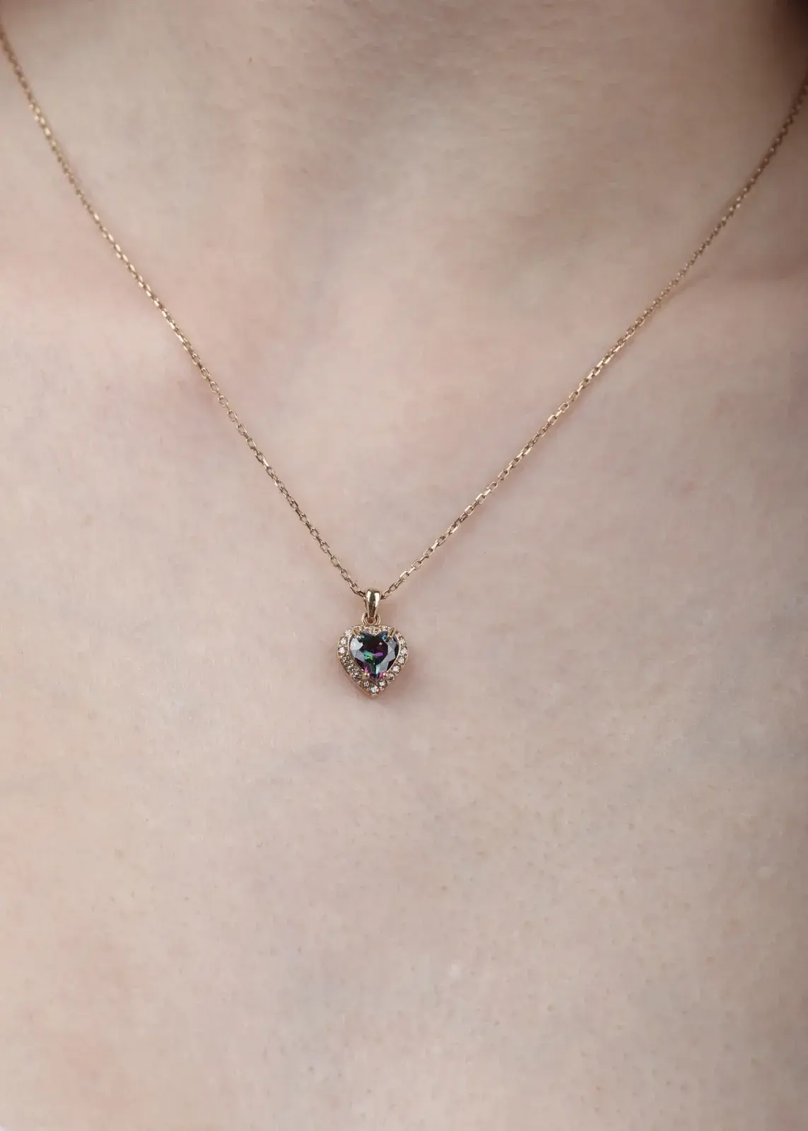 Heart Mystic Topaz Halo Pendant Necklace — 8