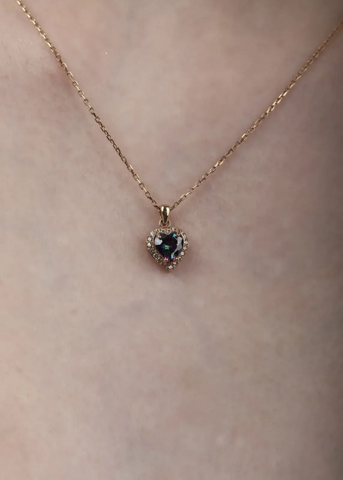 Heart Mystic Topaz Halo Pendant Necklace — 9