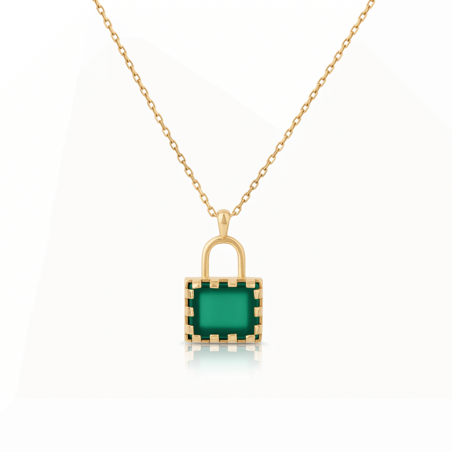 Green Onyx Padlock Pendant Necklace