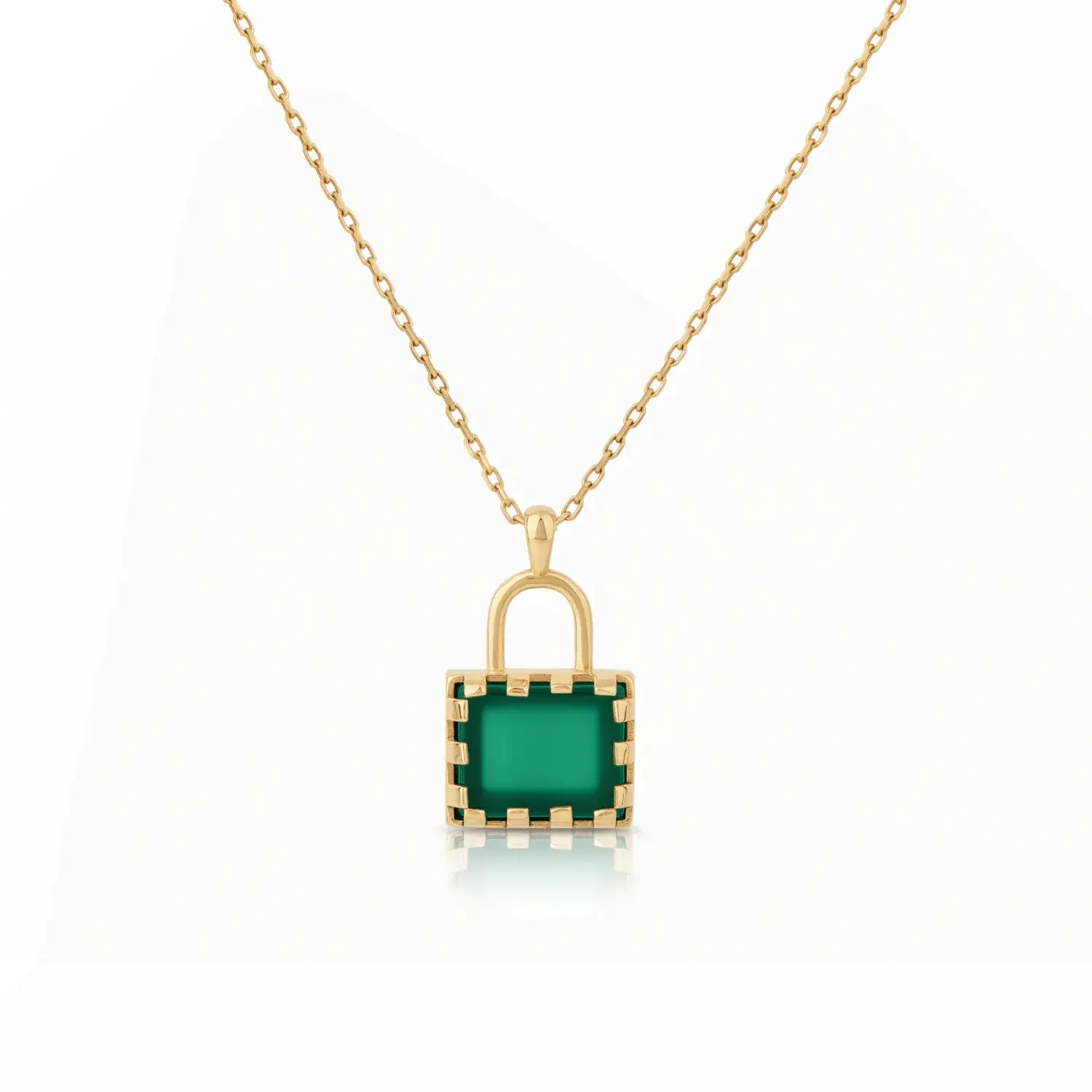 Green Onyx Padlock Pendant Necklace