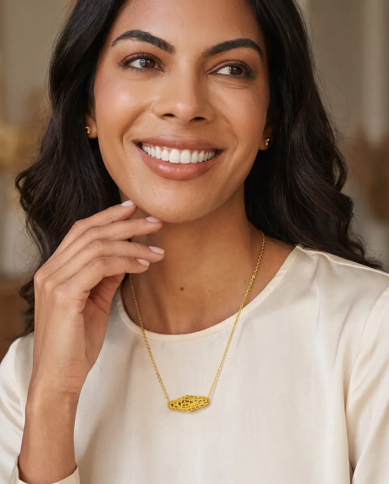 Openwork Olive Necklace — worn