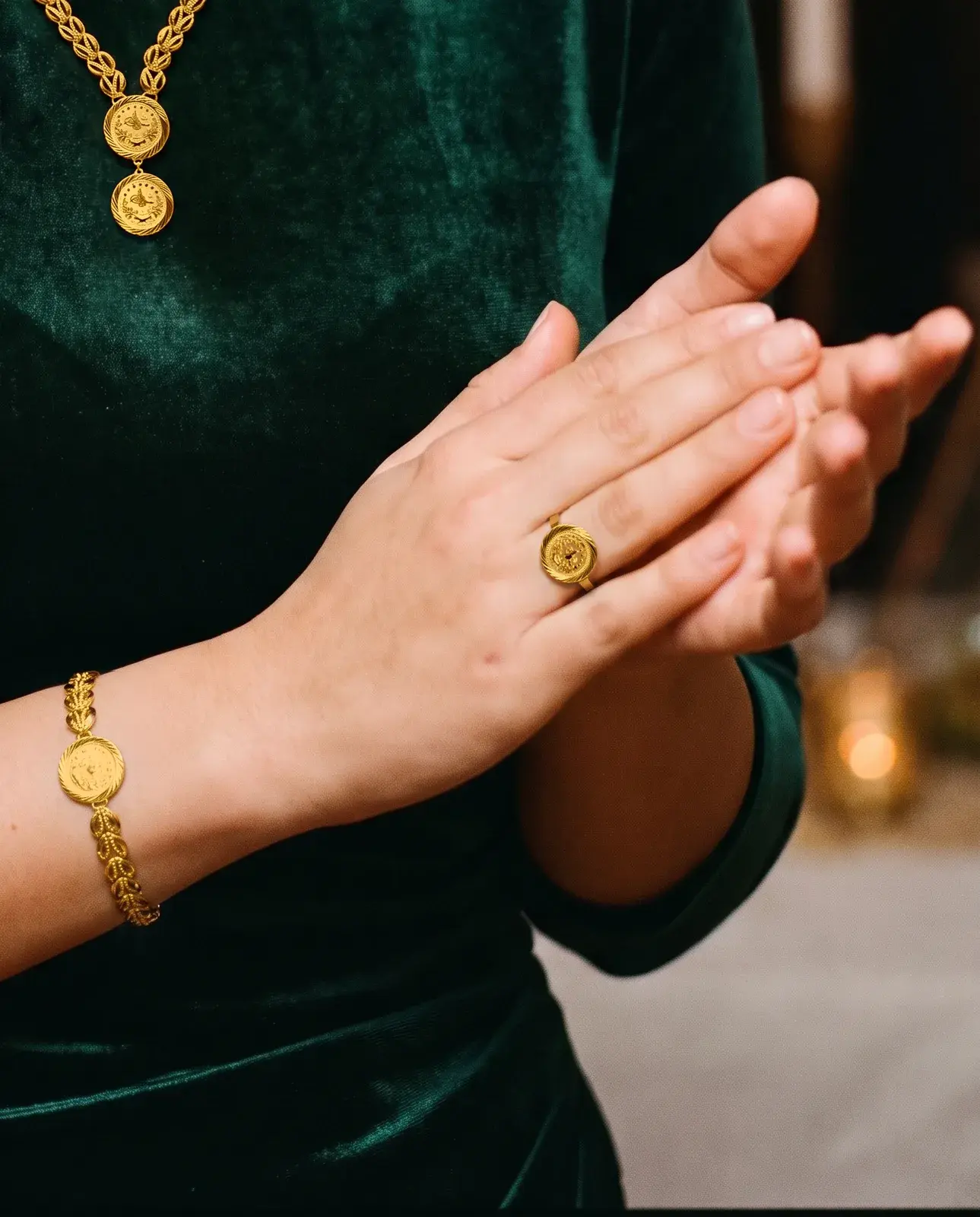 Wheat Chain Rashadi Coin Set — worn