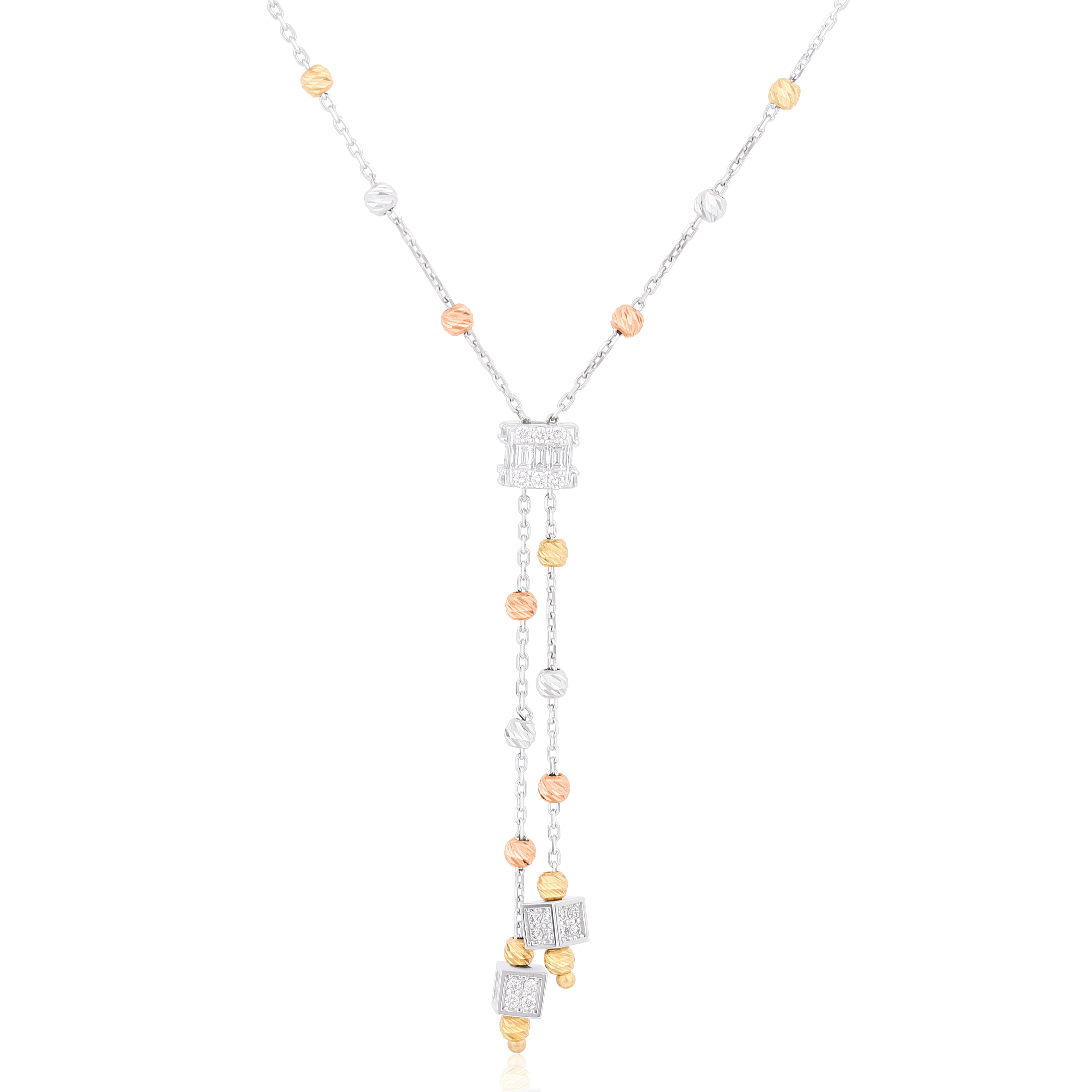 Diamond Tri-Color Lariat Necklace II