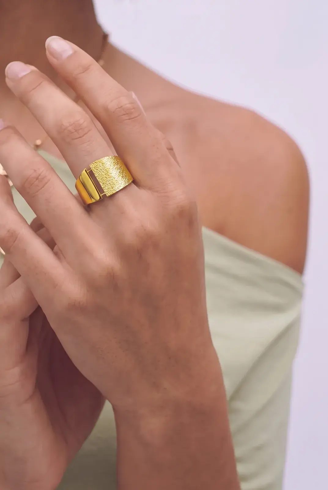Wide Sparkle Band — worn
