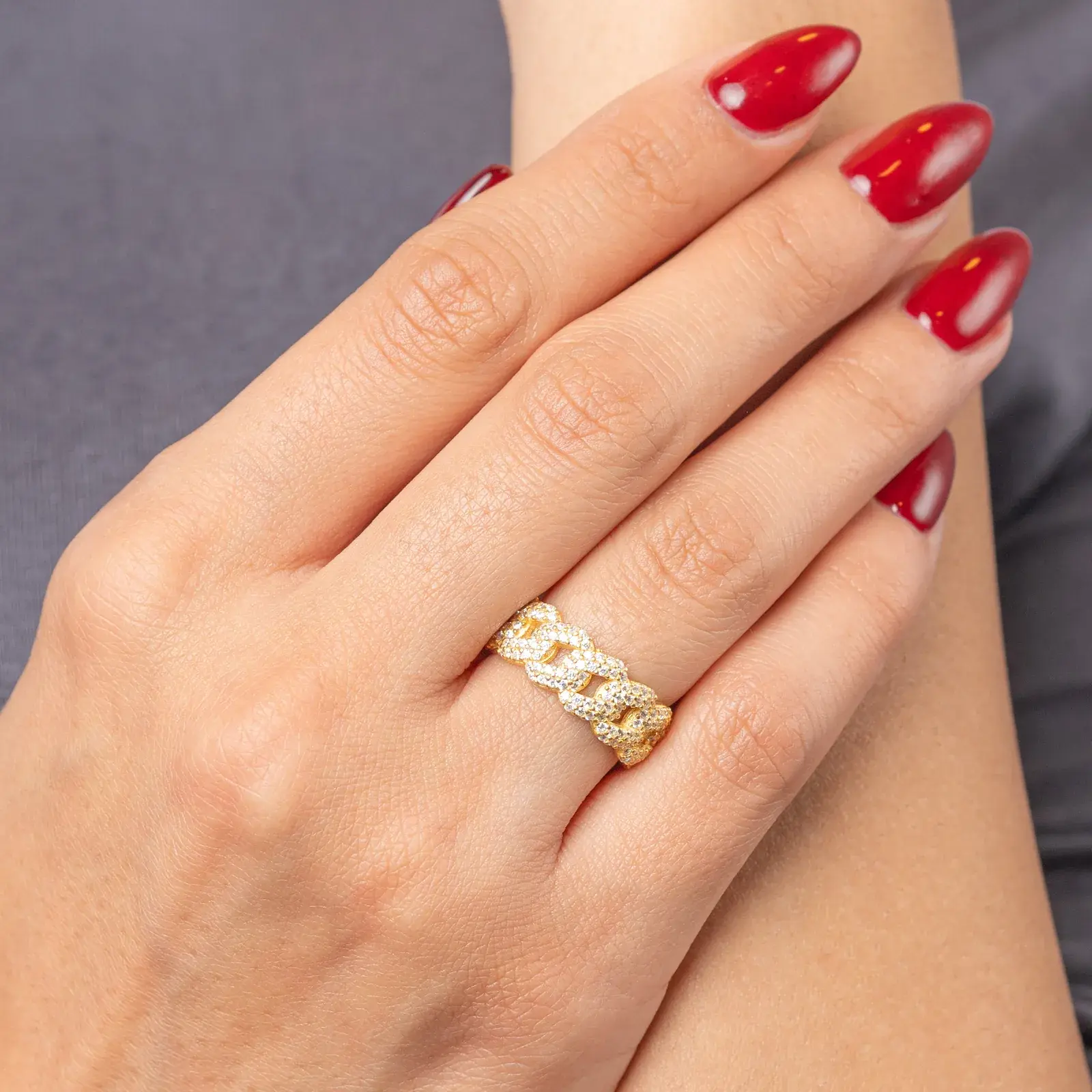 Chain-Link Pavé Ring — 6