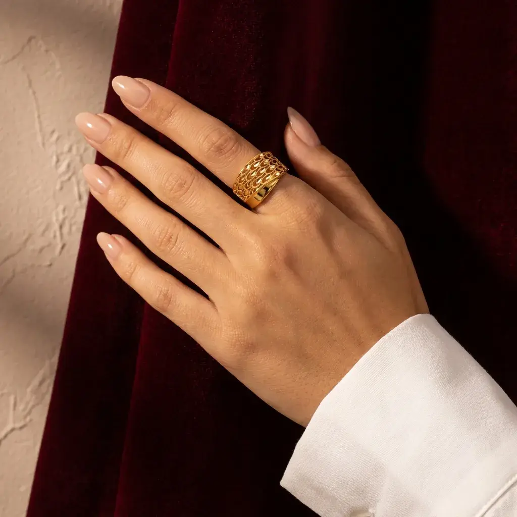 Golden Lace Ring — worn