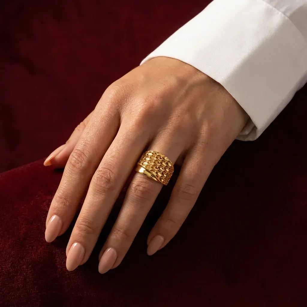 Golden Lace Ring — worn