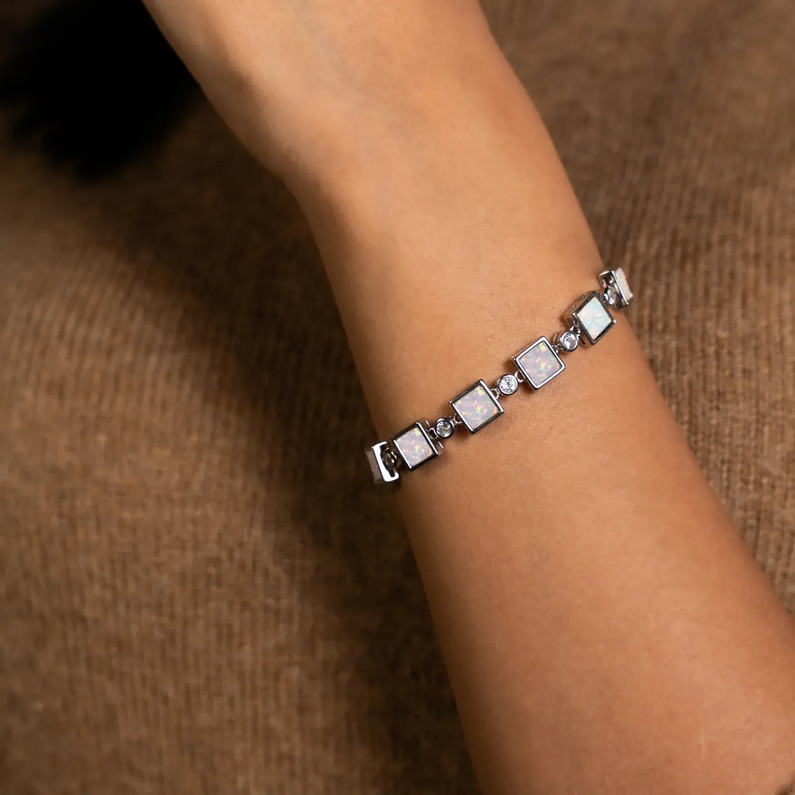 White Opal Tile Bracelet — 4