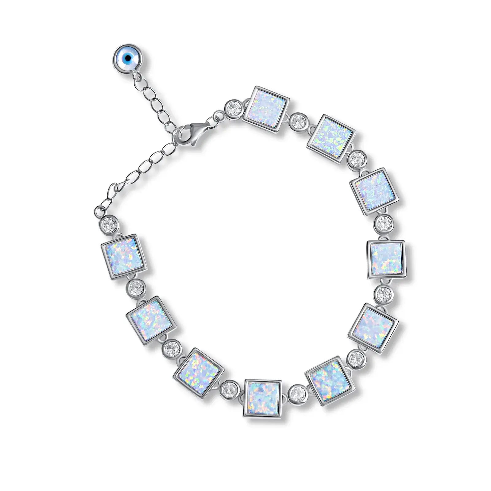 White Opal Tile Bracelet — 5