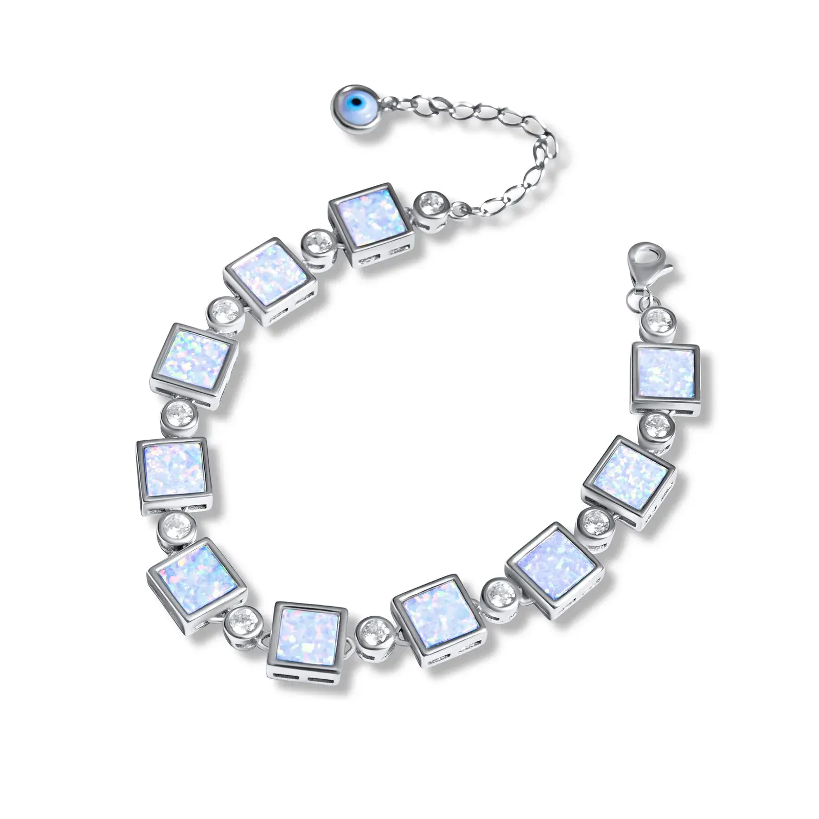 White Opal Tile Bracelet — 6