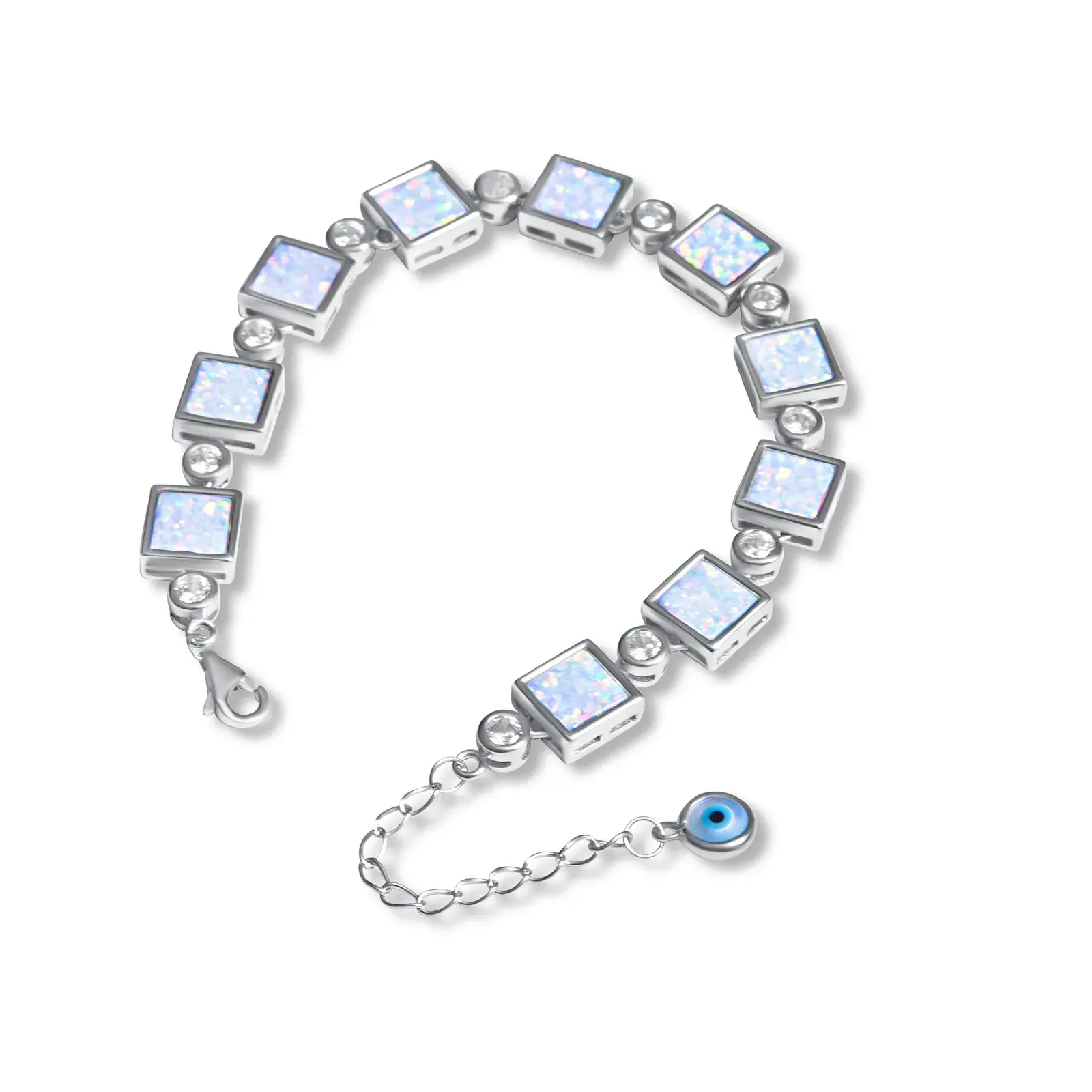 White Opal Tile Bracelet — 7