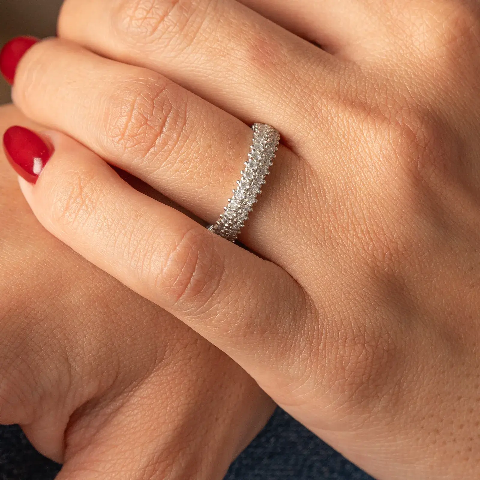 Domed Pavé Eternity Band — 5