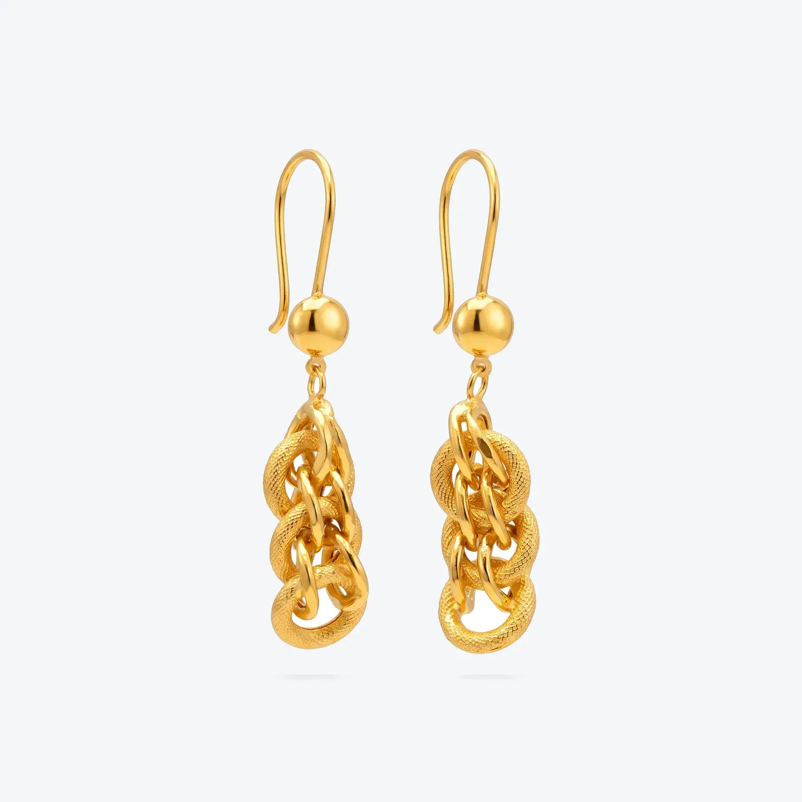 Alternating Mesh Link Cascade Drop Earrings
