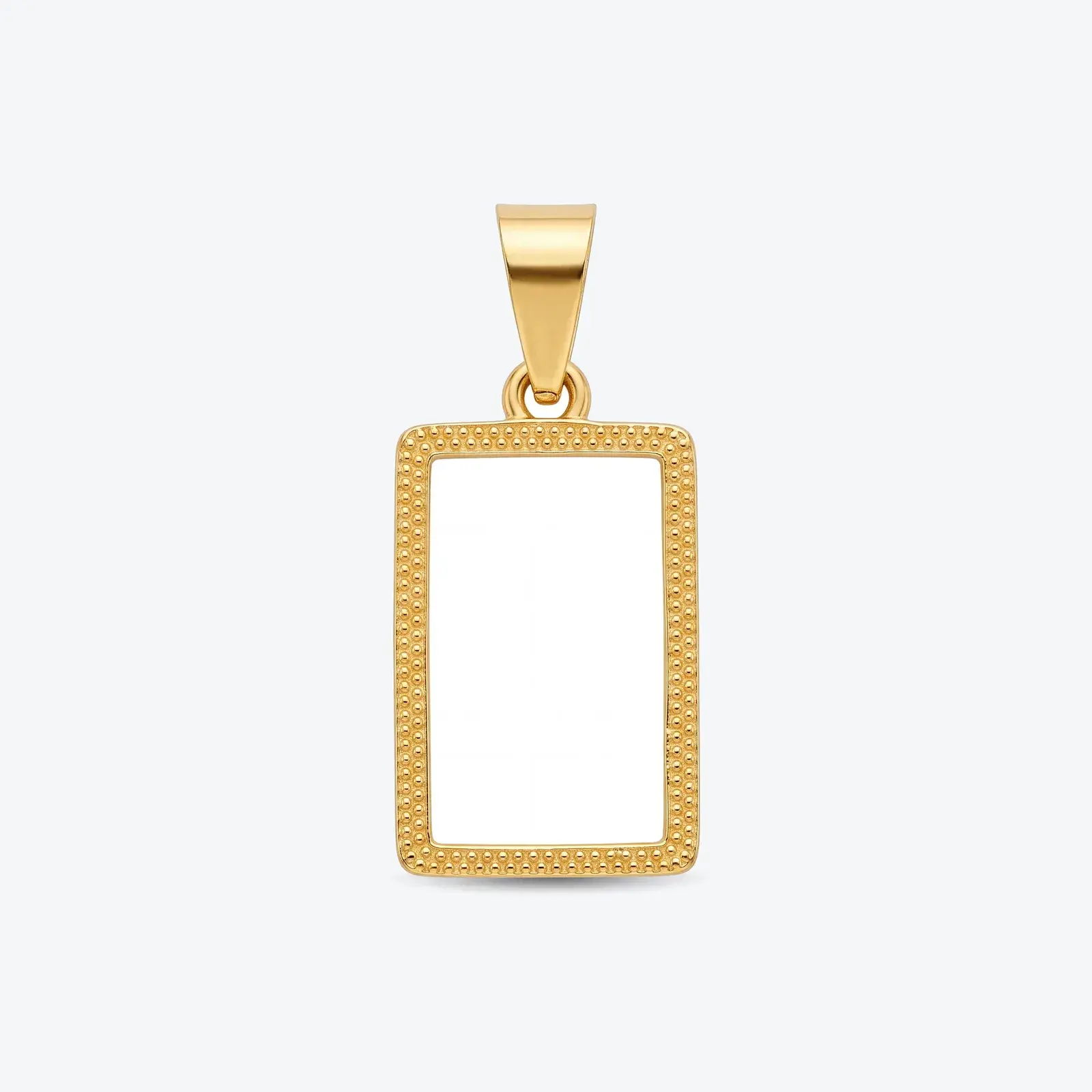 1g Beaded Gold Bar Frame Pendant