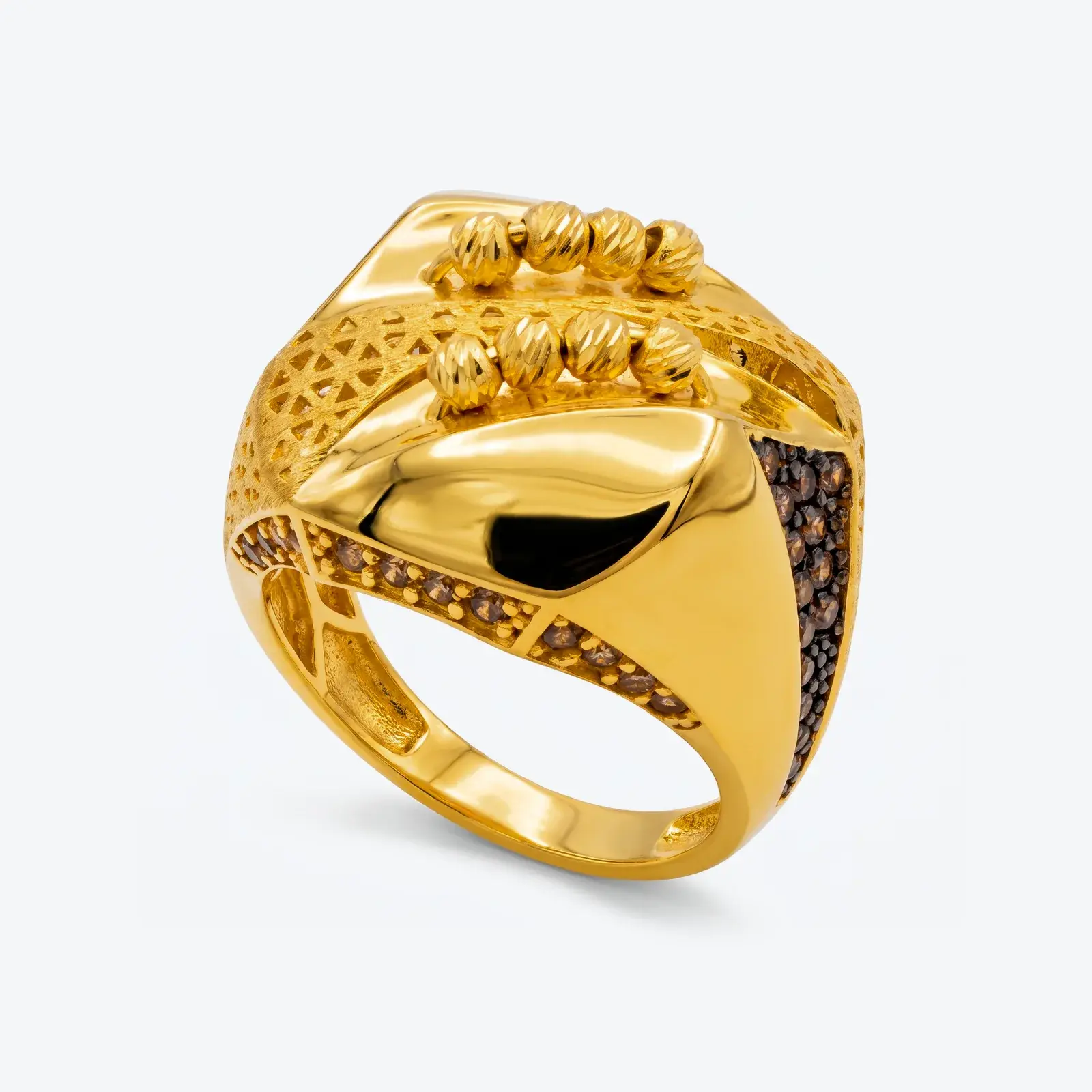 Beaded Shield Ring