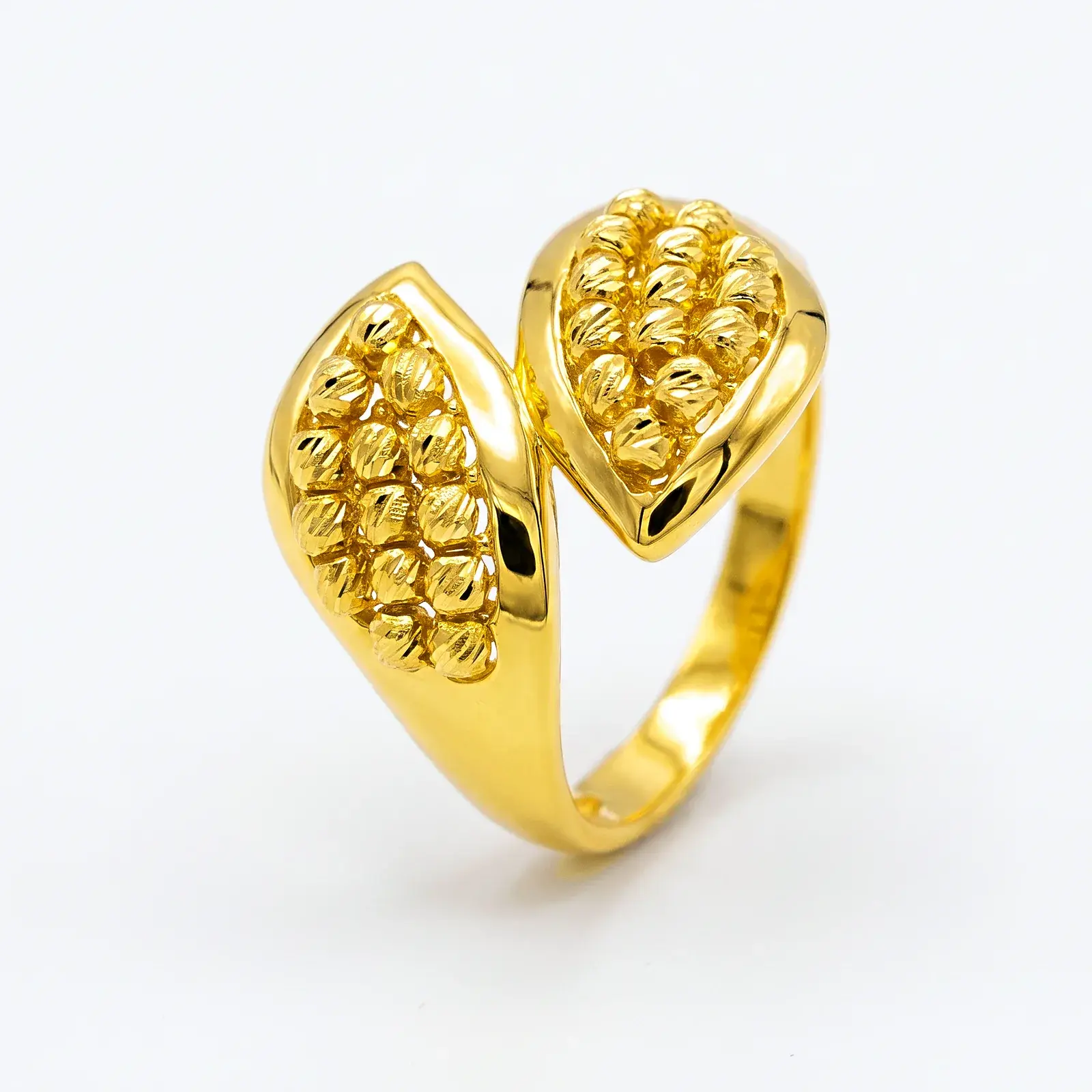 Beaded Teardrop Bypass Ring