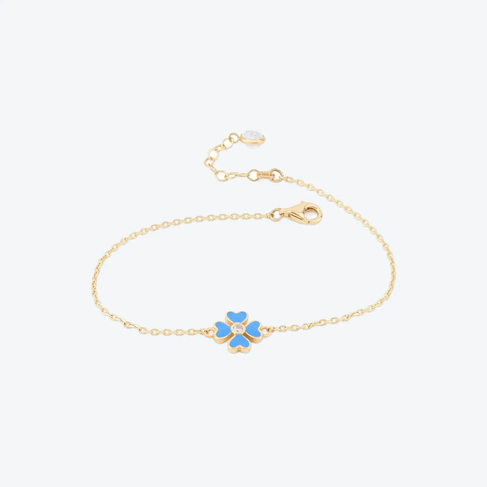 Blue Enamel Clover Bracelet