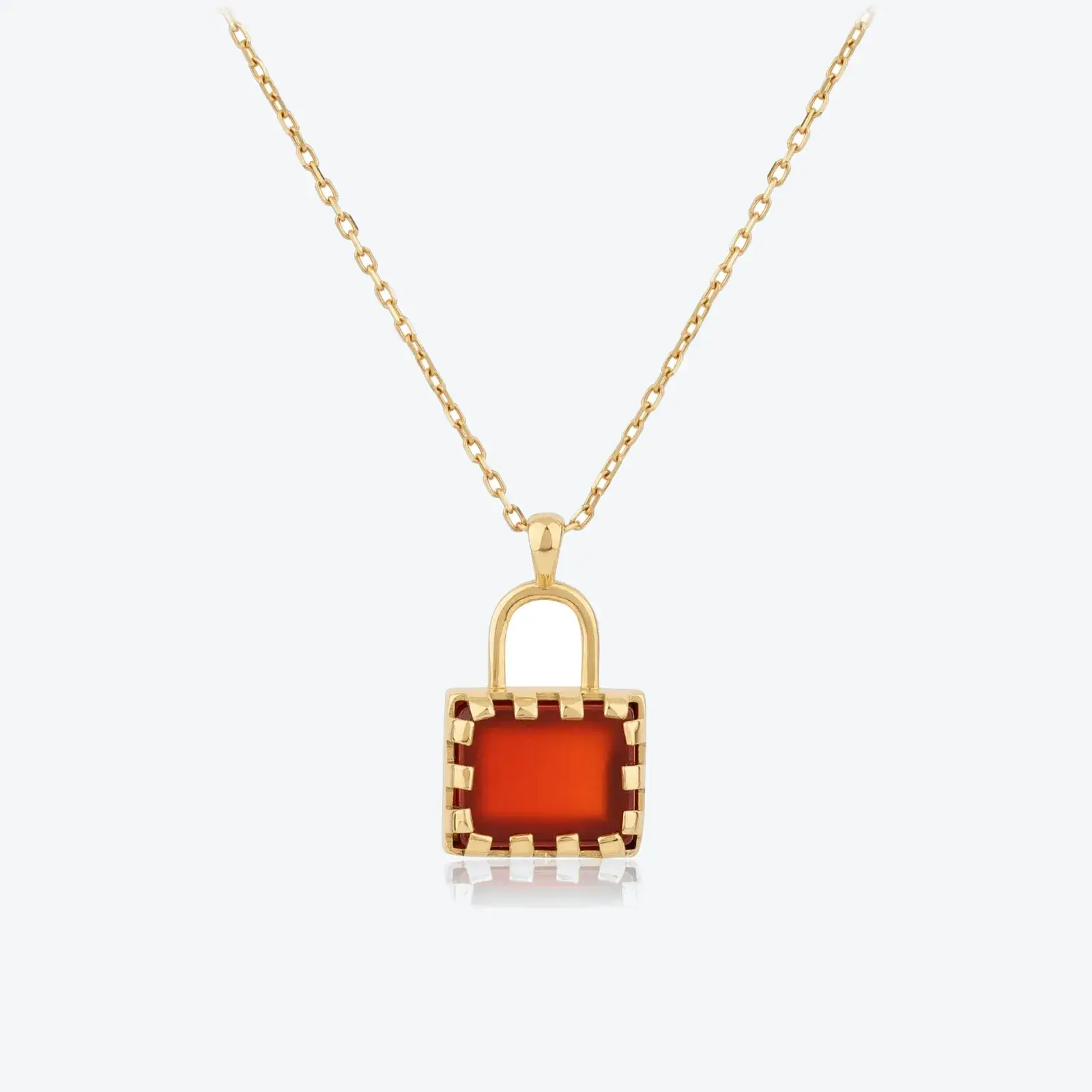 Carnelian Padlock Pendant Necklace
