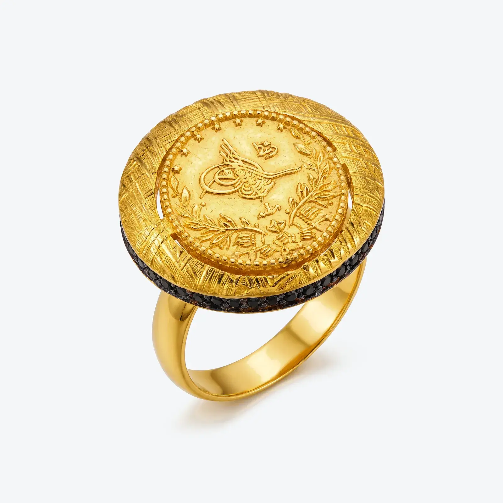 Crosshatch Rashadi Coin Ring