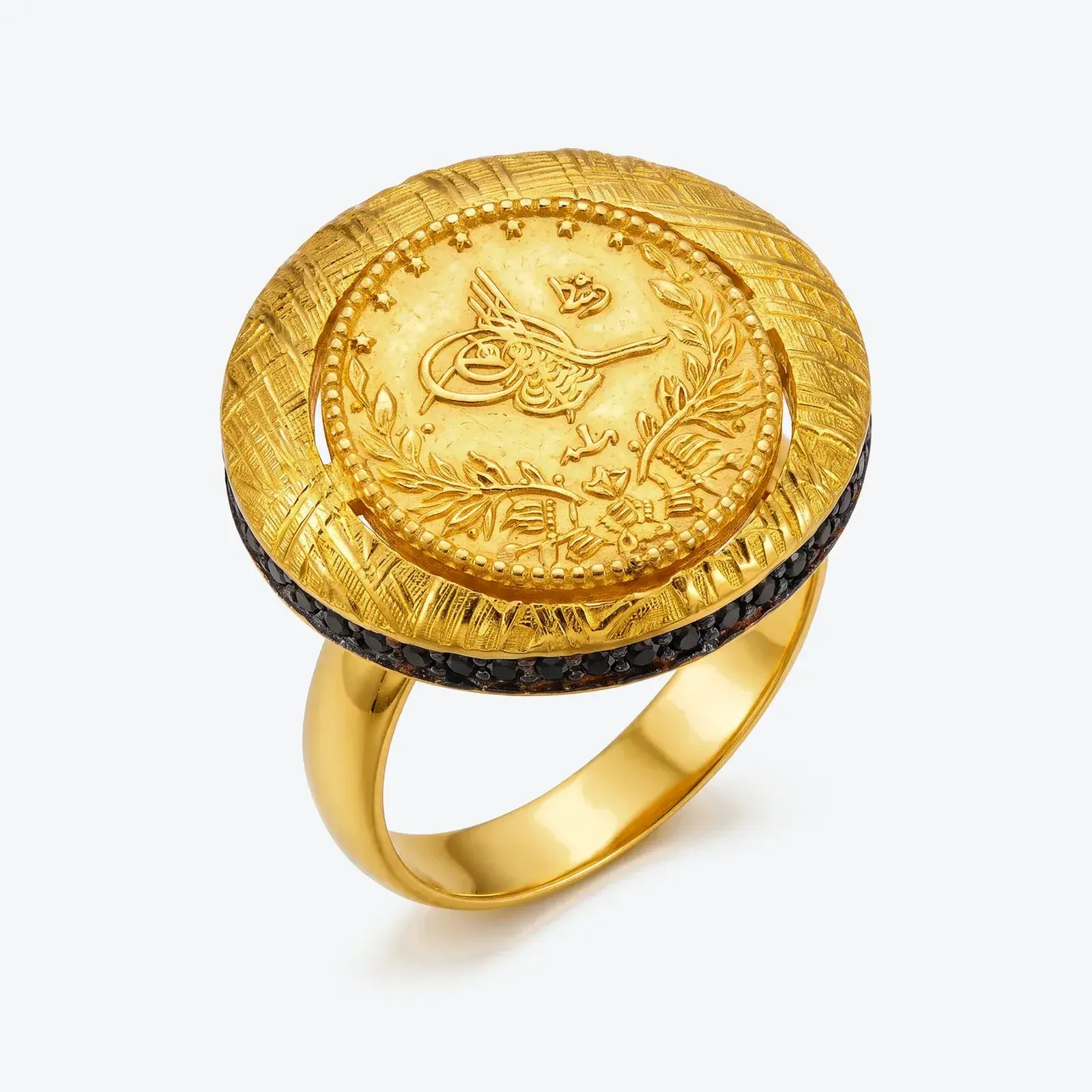 Crosshatch Rashadi Coin Ring