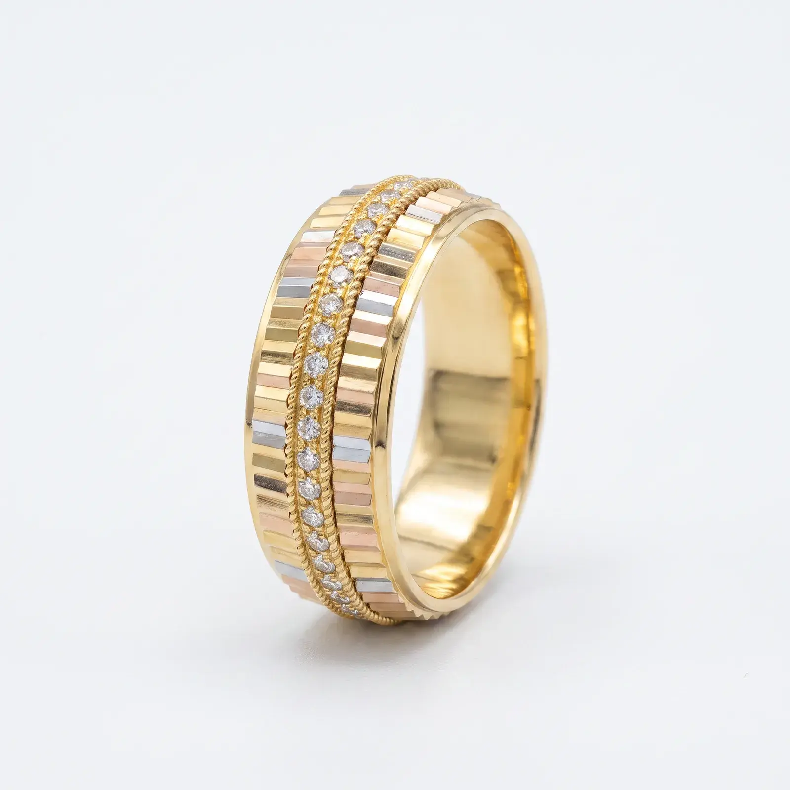 Crown Line with stone Wedding Ring