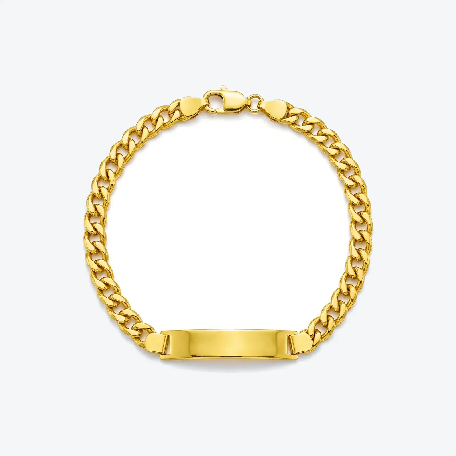 Curved ID Bar Curb Chain Bracelet