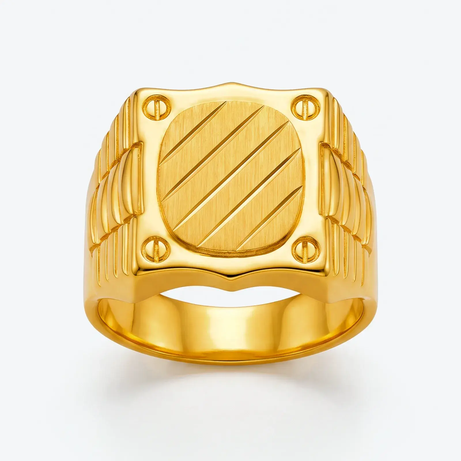 Diagonal-Line Signet Ring