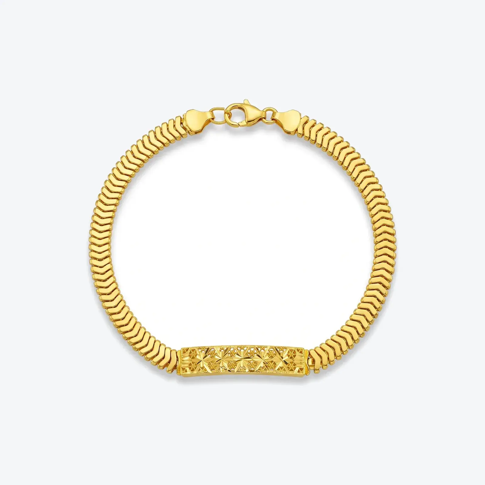 Diamond-Cut ID Bar Ribbed Chain Bracelet