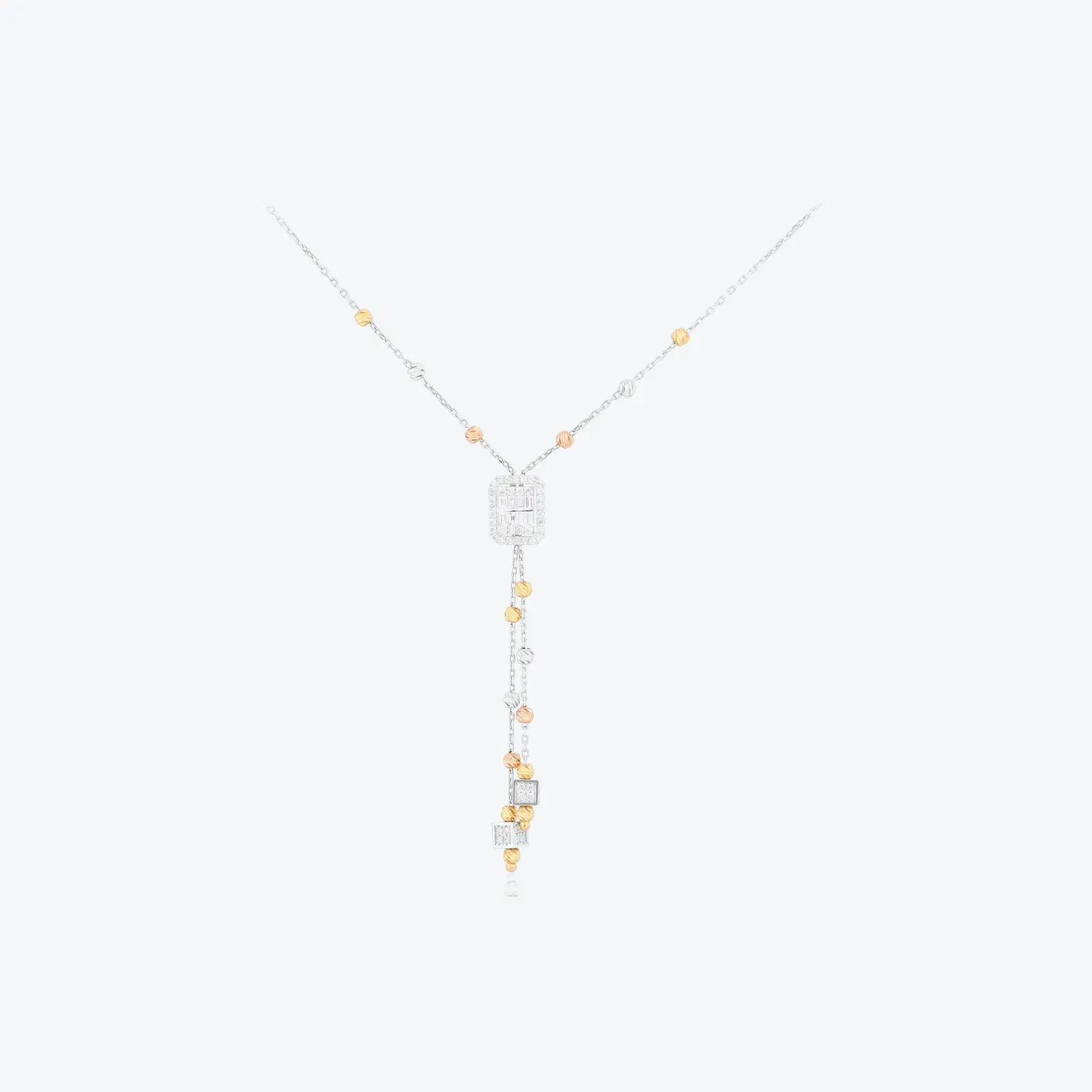 Diamond Tri-Color Lariat Necklace I
