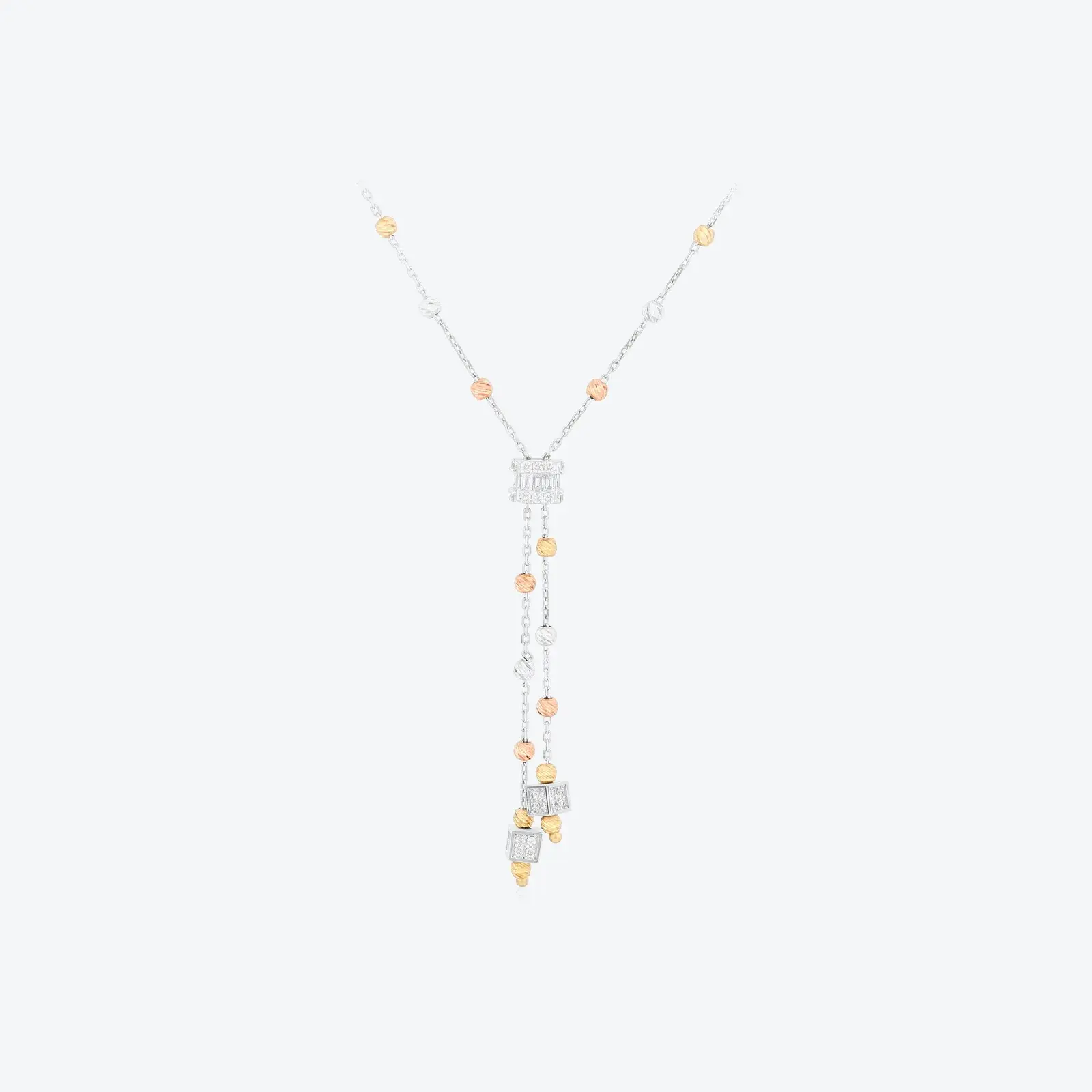 Diamond Tri-Color Lariat Necklace II
