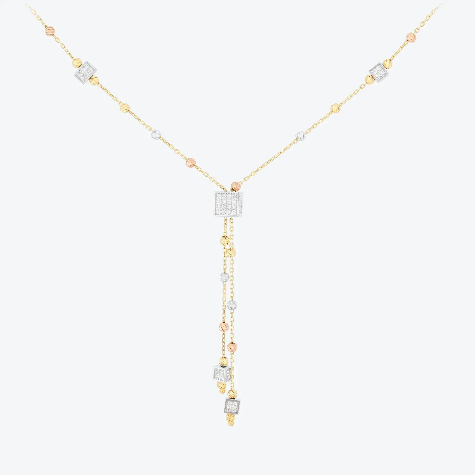 Diamond Tri-Color Lariat Necklace III