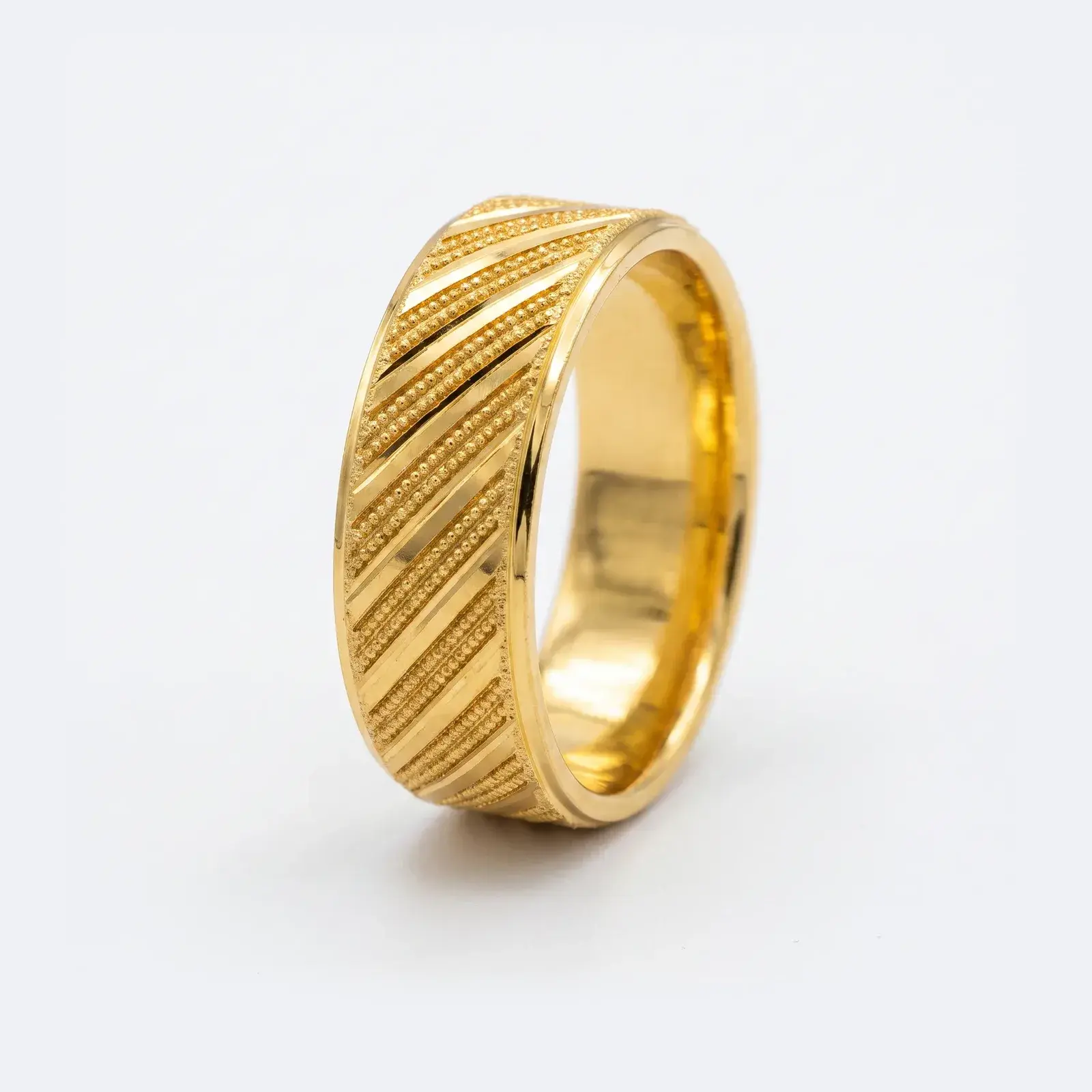 Fan Sand Laser Wedding Ring