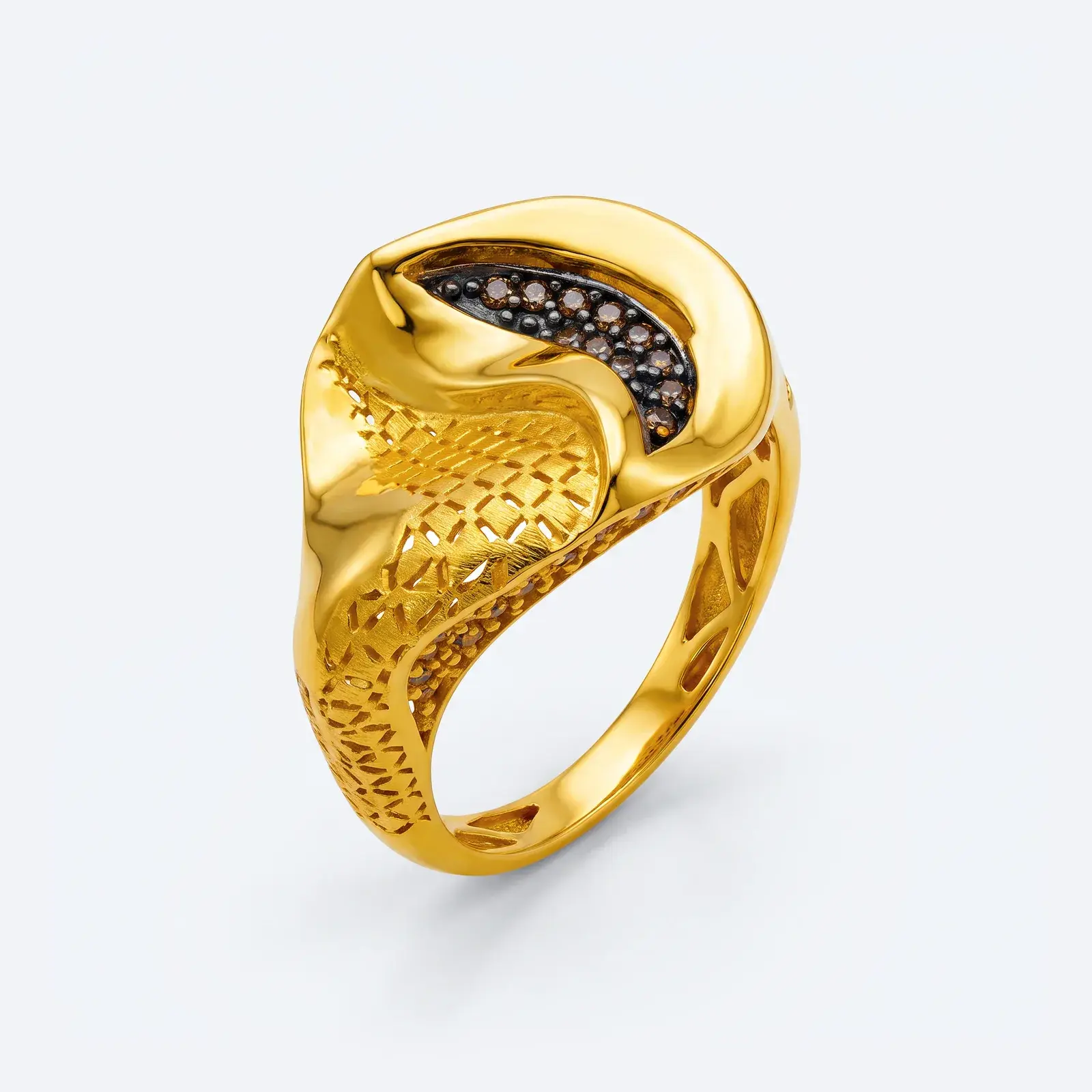 Folded Wave Stone Ring