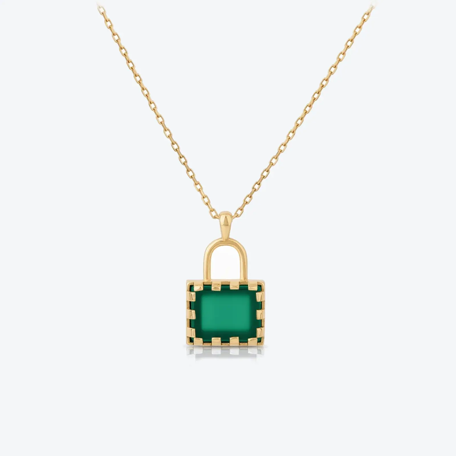 Green Onyx Padlock Pendant Necklace