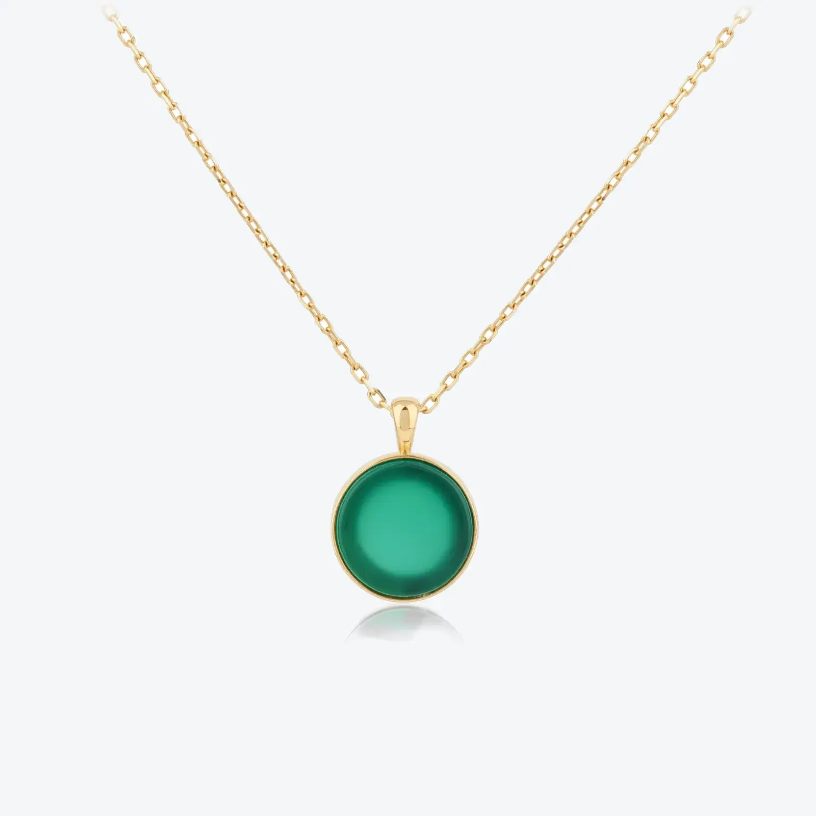 Round Green Onyx Pendant Necklace