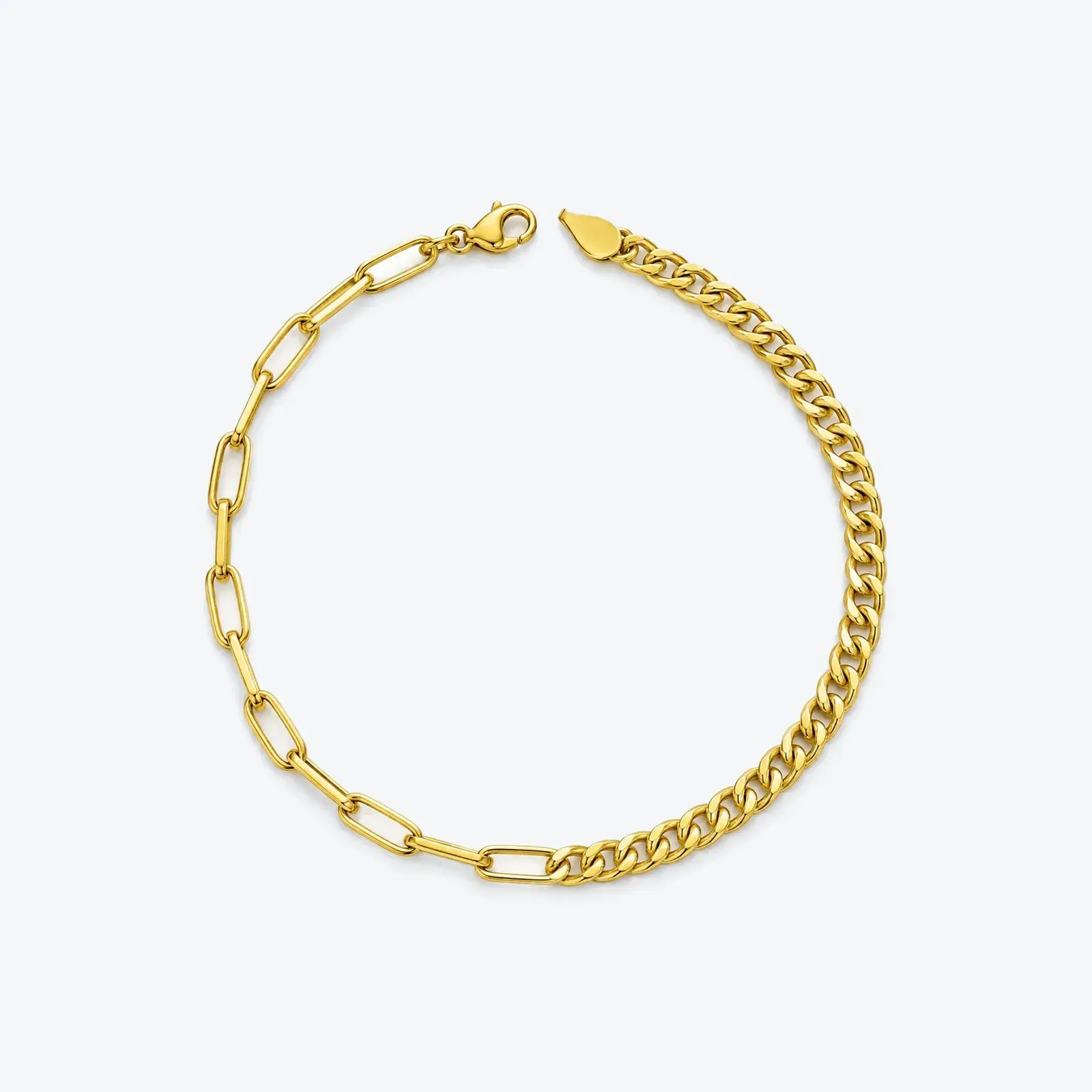 Half Curb Half Paperclip Bracelet