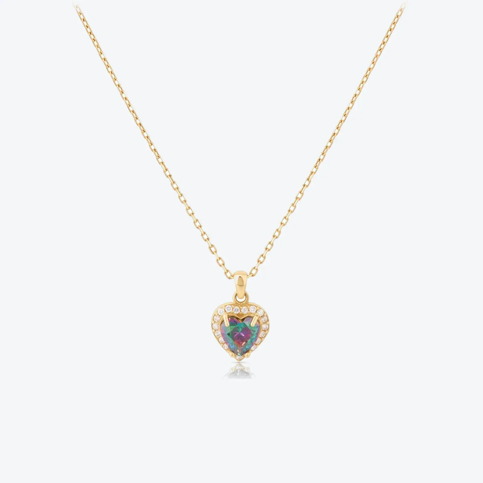 Heart Mystic Topaz Halo Pendant Necklace