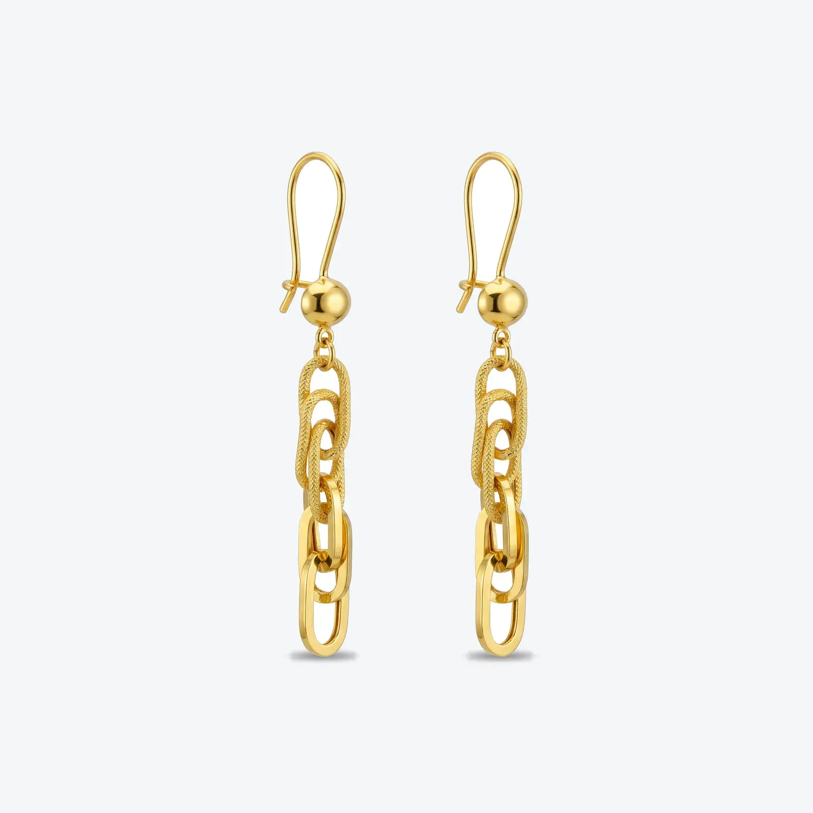 Knurled Paperclip Link Drop Earrings