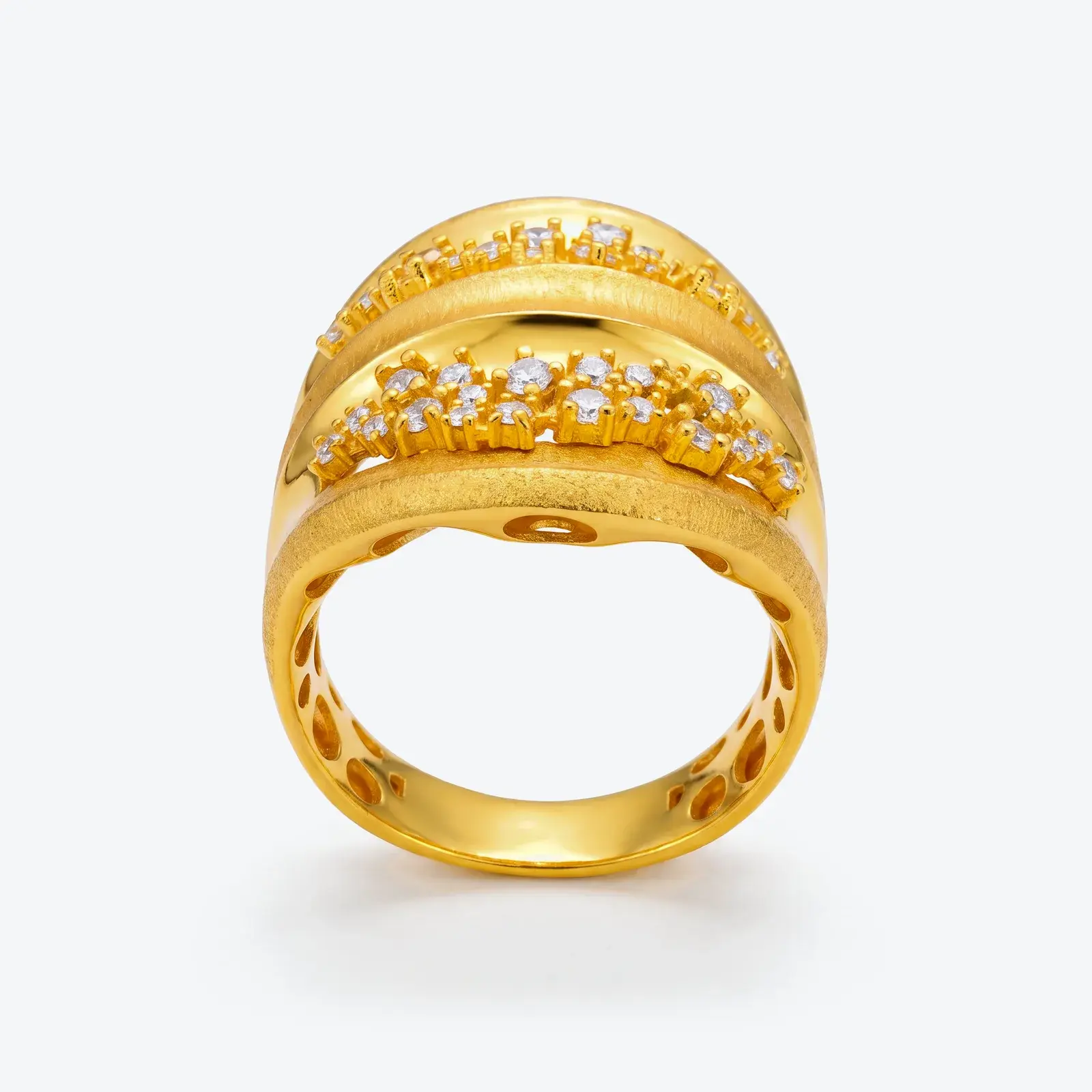 Layered Stone Dome Ring in 21K yellow gold