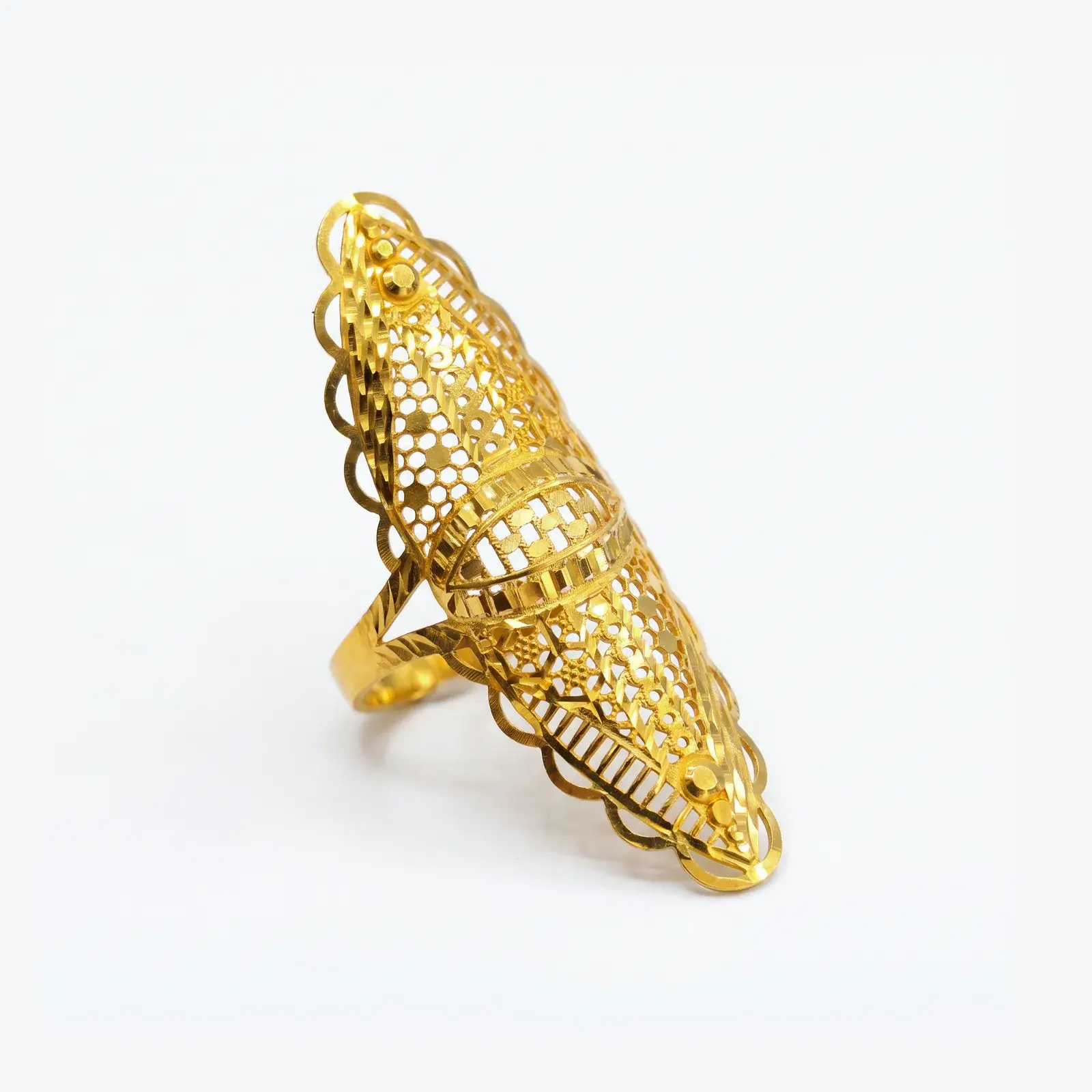 Long Filigree Shield Ring