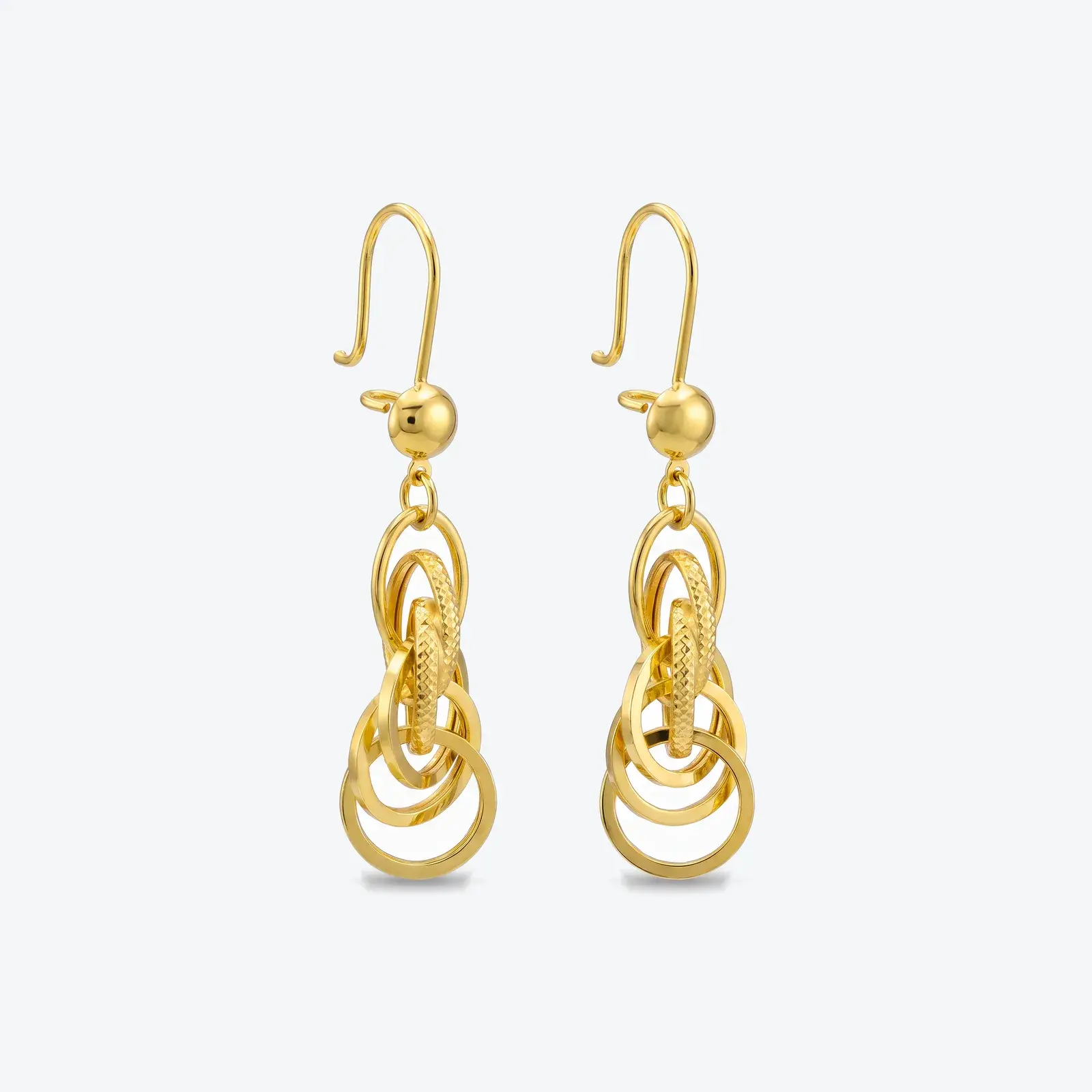 Mesh Oval and Polished Ring Drop Earrings