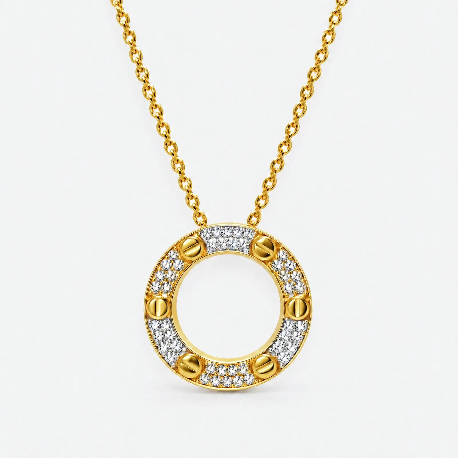 Pavé Screw Circle Necklace