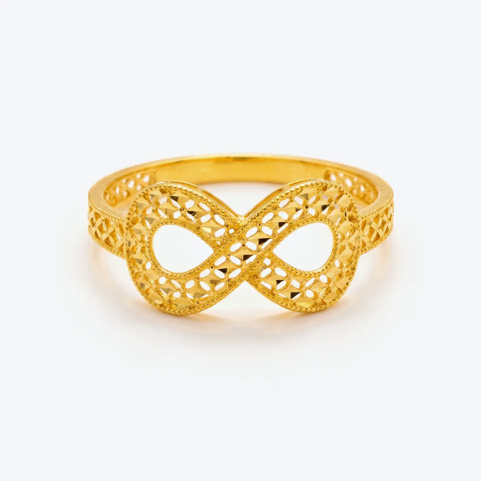 Pierced Infinity Ring in 21K yellow gold
